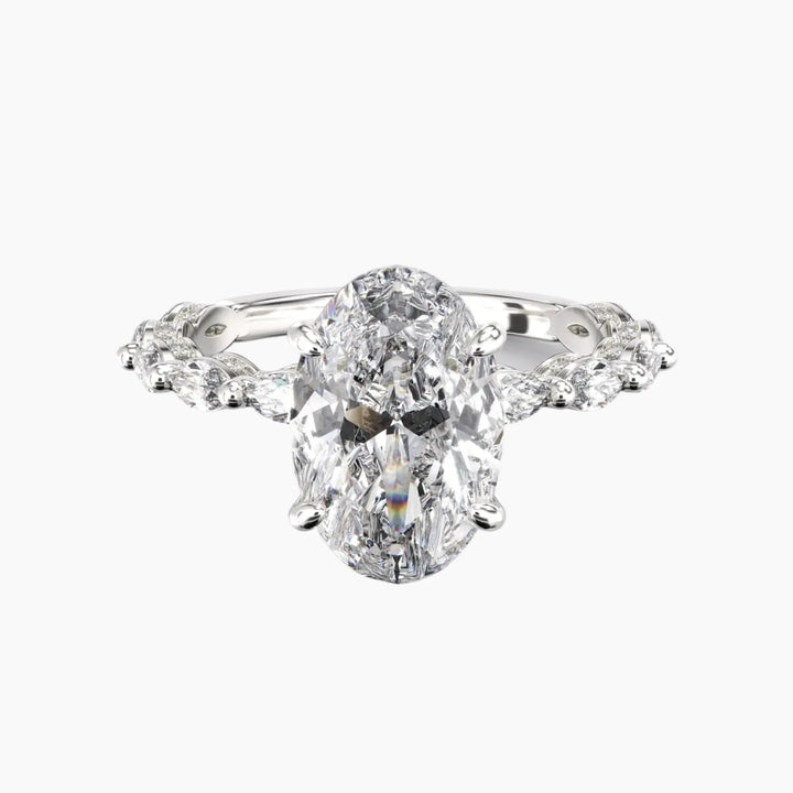 Twinkle Oval Hidden Halo 1 Carat Lab Grown Diamond Engagement Ring in 18K White Gold
