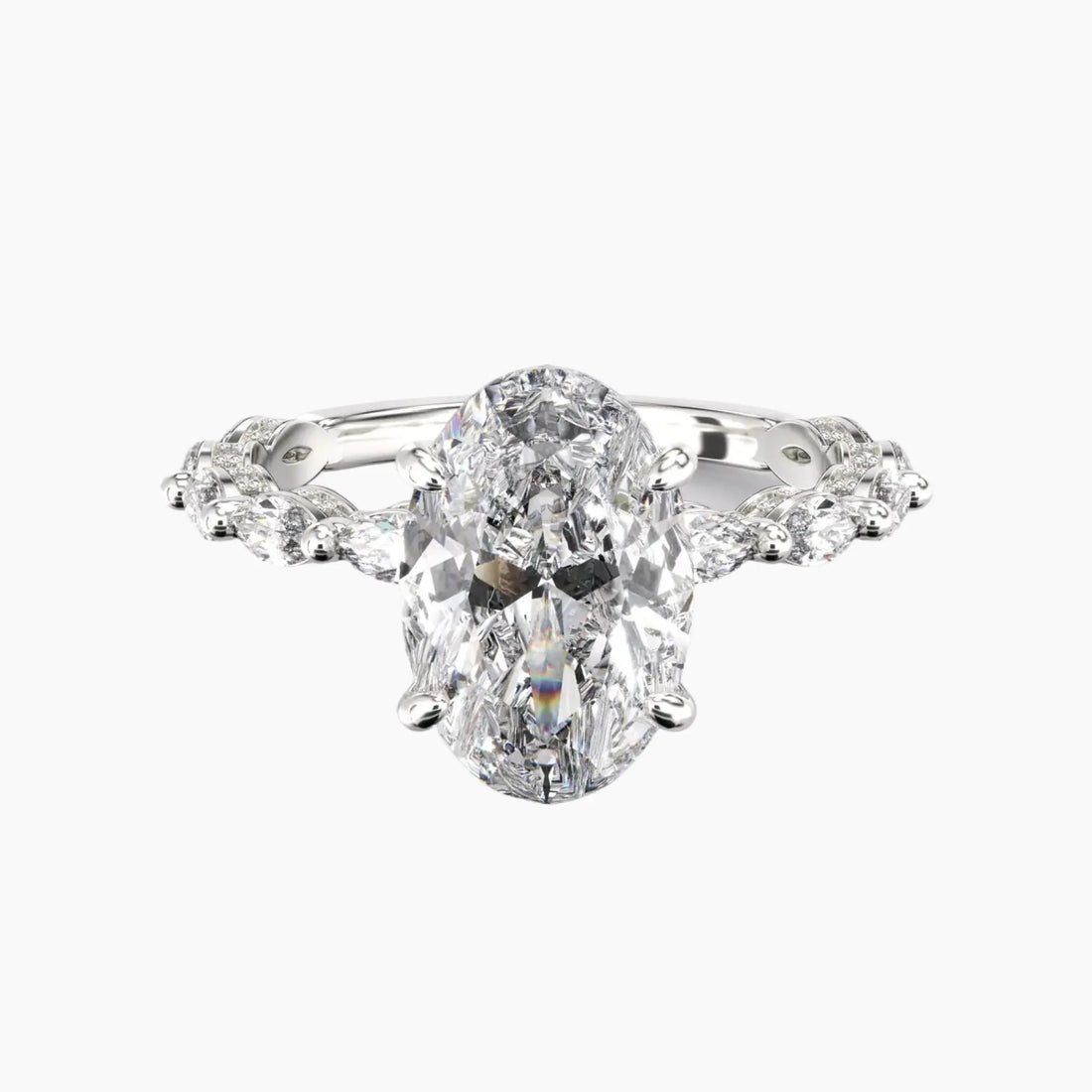 Twinkle Oval Hidden Halo Diamond Ring Setting in 14K Rose Gold