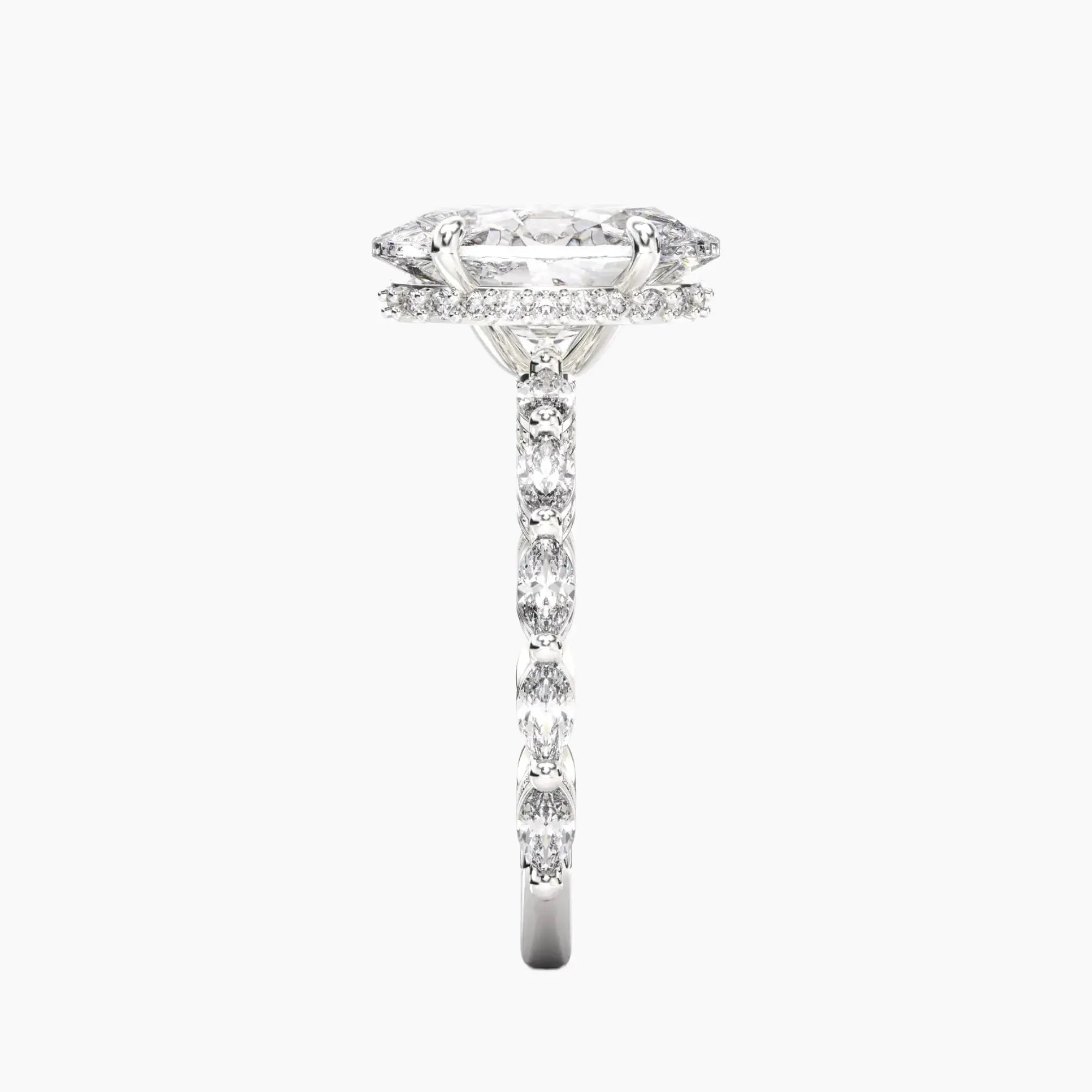 Twinkle Oval Hidden Halo 3 Carat Lab Grown Diamond Engagement Ring in 18K Rose Gold