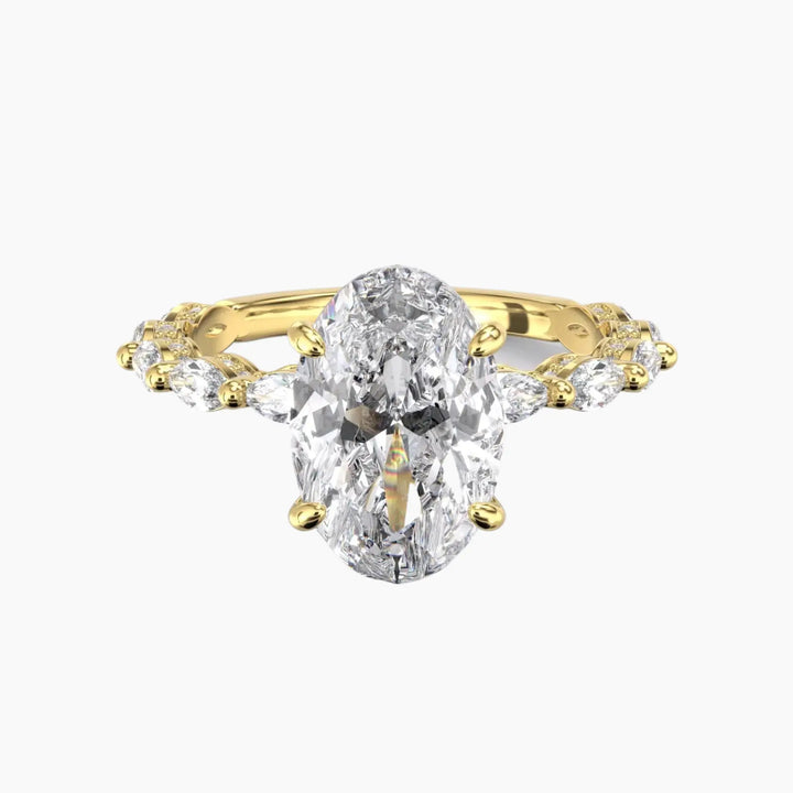 Twinkle Oval Hidden Halo 2.5 Carat Lab Grown Diamond Engagement Ring in 18K Yellow Gold