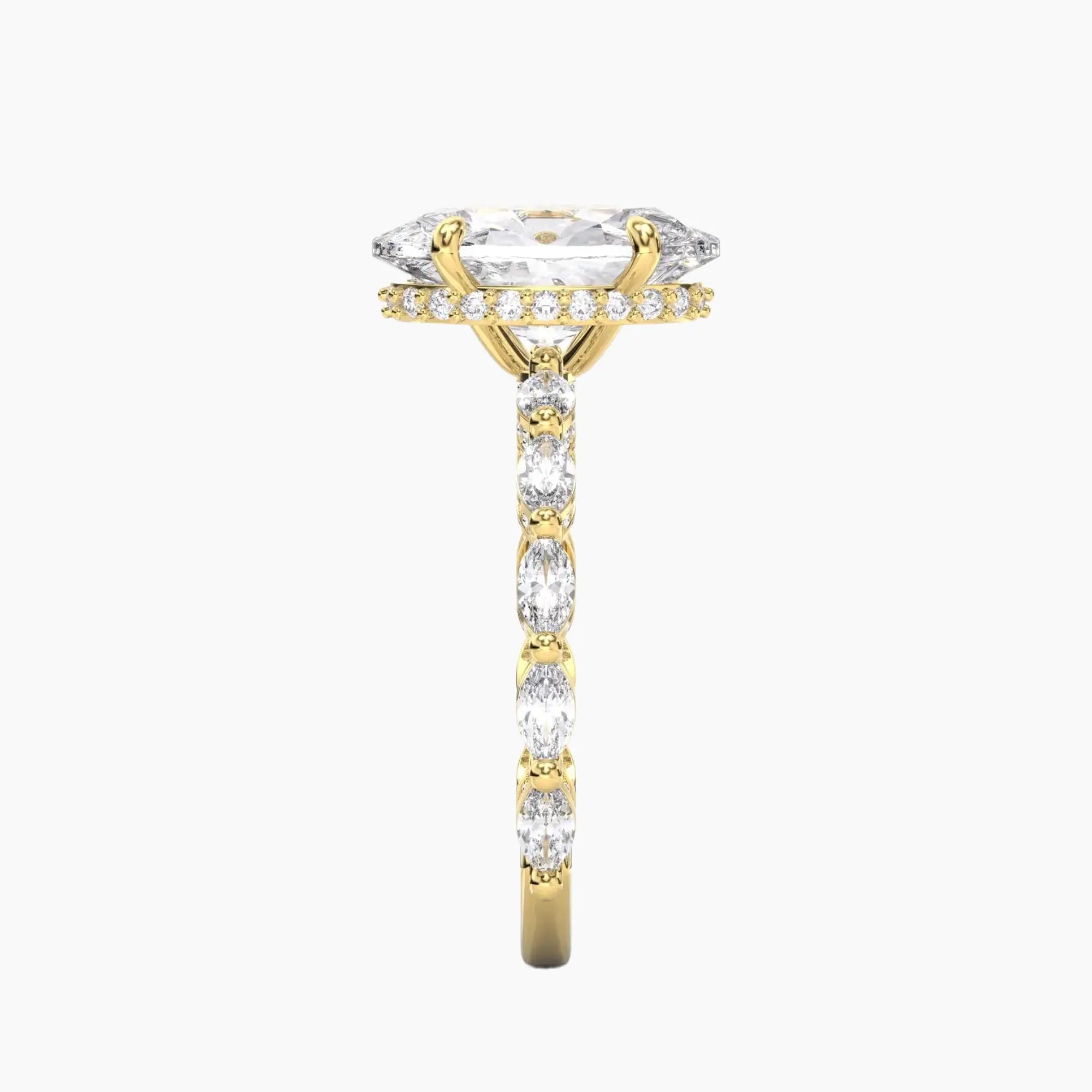 Twinkle Oval Hidden Halo 2.5 Carat Lab Grown Diamond Engagement Ring in 18K Yellow Gold