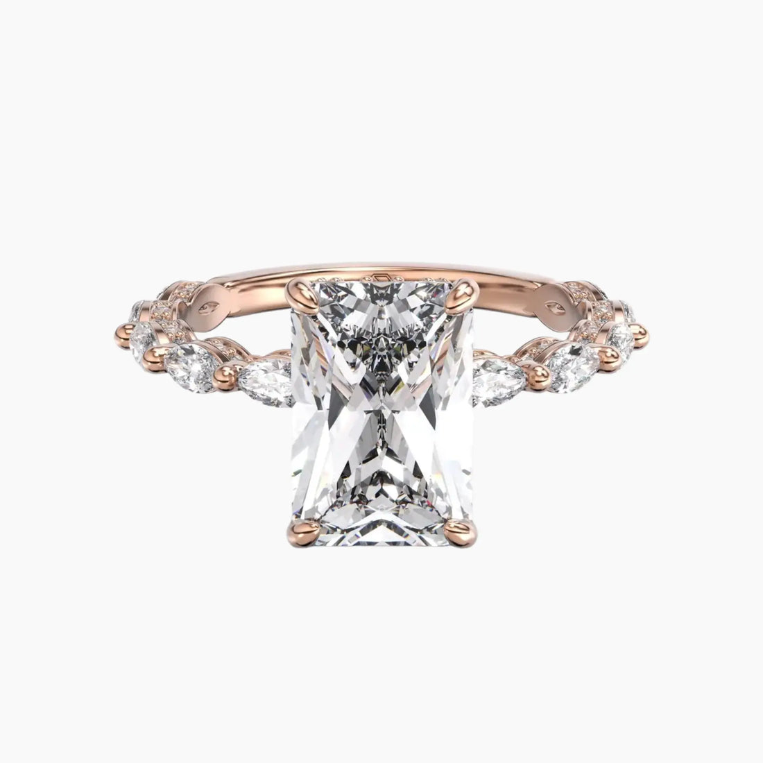Twinkle Radiant Hidden Halo Diamond Ring Setting in 18K Yellow Gold