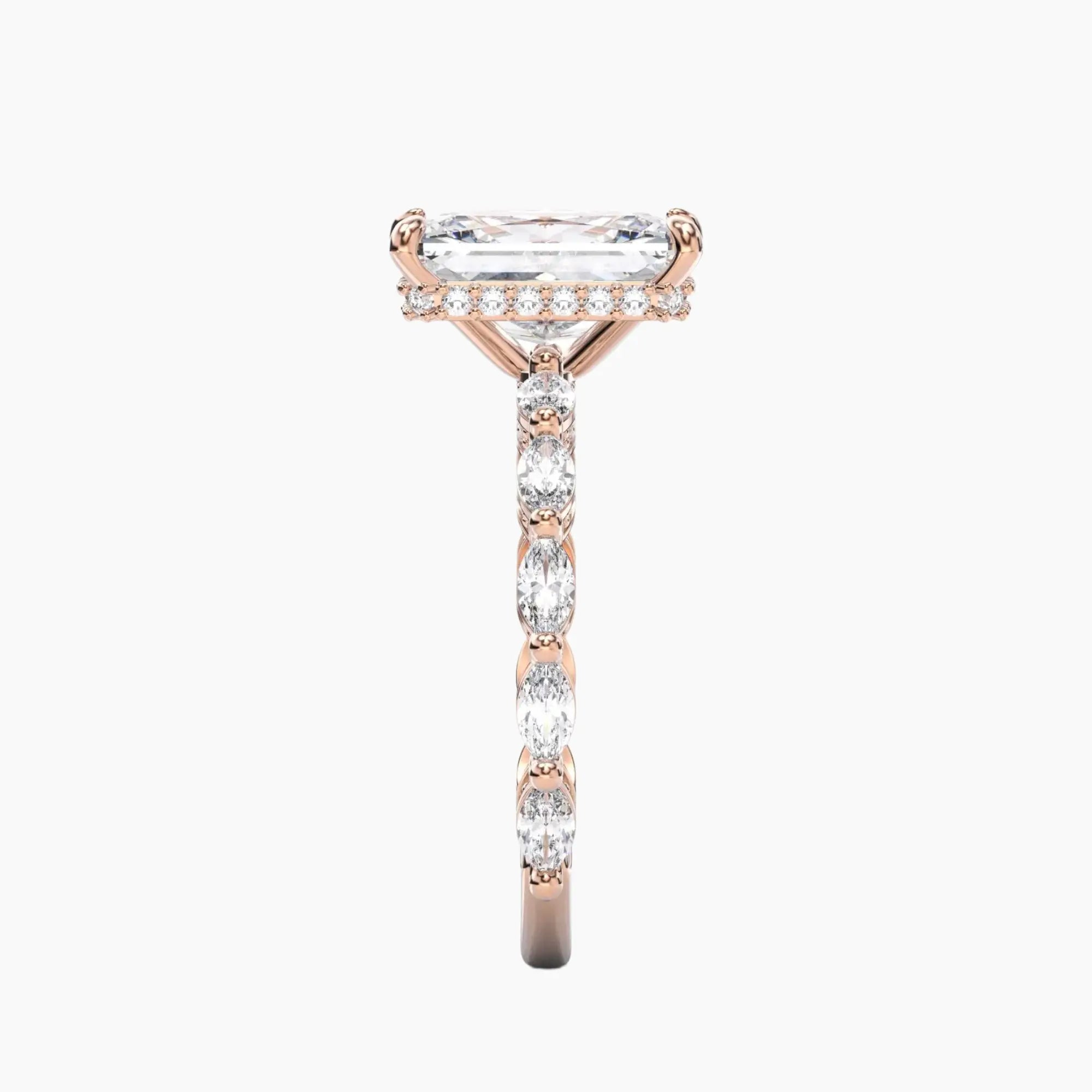 Twinkle Radiant Hidden Halo 3 Carat Lab Grown Diamond Engagement Ring in 18K White Gold