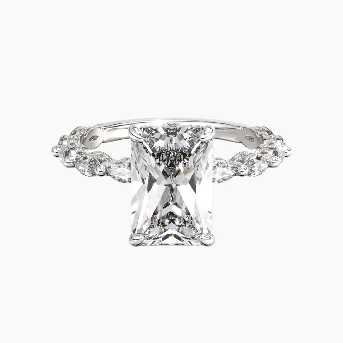 Twinkle Radiant Hidden Halo Diamond Ring Setting in 14K Yellow Gold