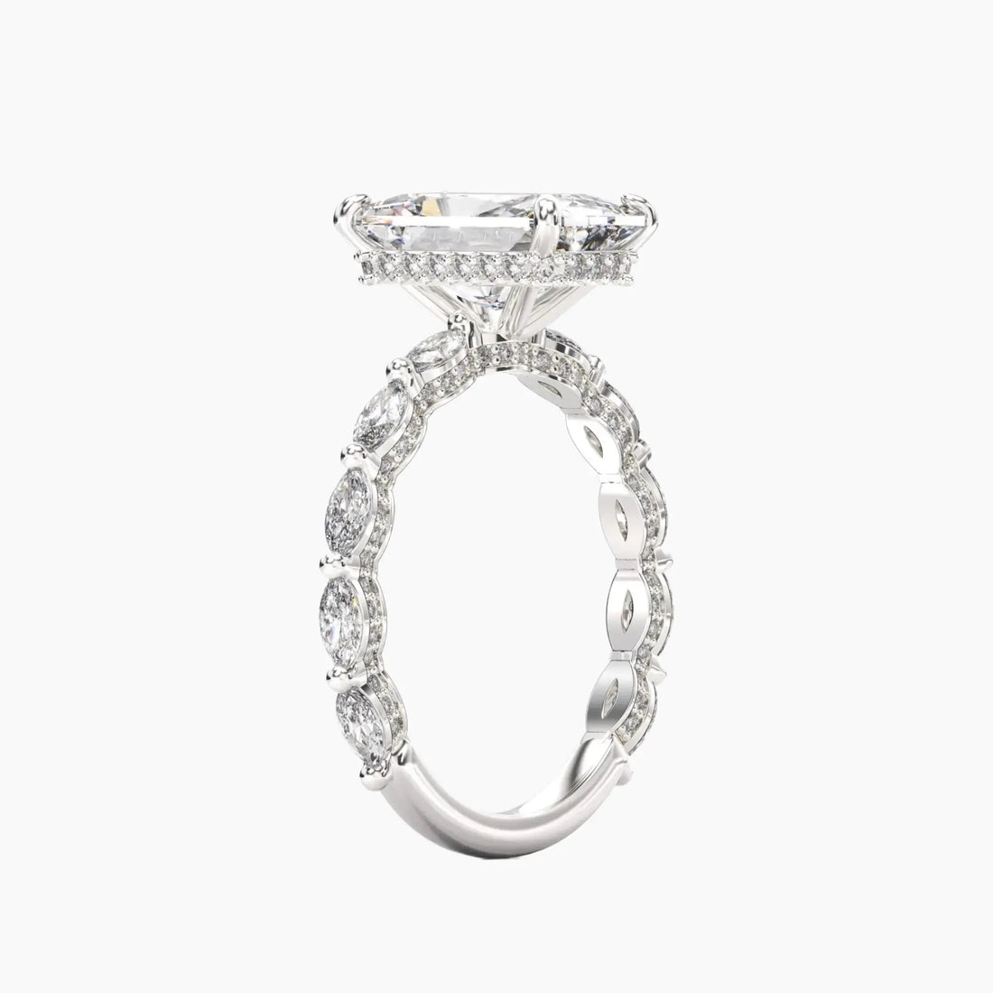 Twinkle Radiant Hidden Halo 3 Carat Lab Grown Diamond Engagement Ring in 18K Yellow Gold