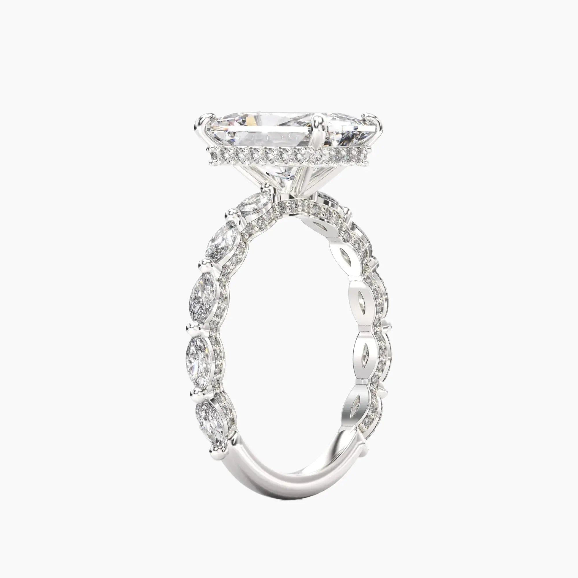 Twinkle Radiant Hidden Halo 1 Carat Lab Grown Diamond Engagement Ring in 14K White Gold