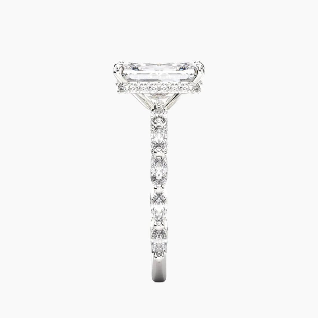 Twinkle Radiant Hidden Halo 1 Carat Lab Grown Diamond Engagement Ring in 14K White Gold