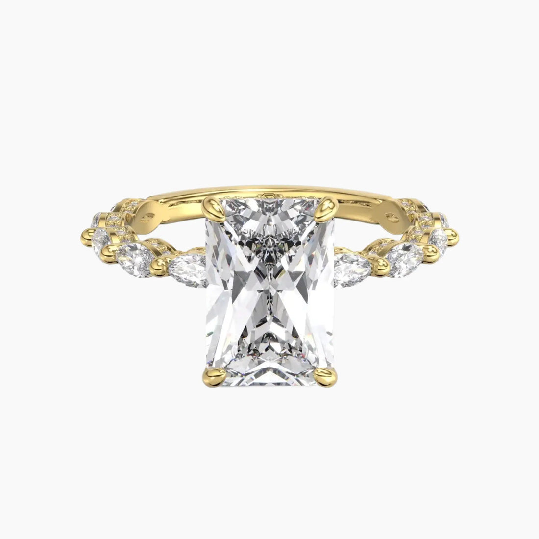 Twinkle Radiant Hidden Halo 1 Carat Lab Grown Diamond Engagement Ring in 18K White Gold