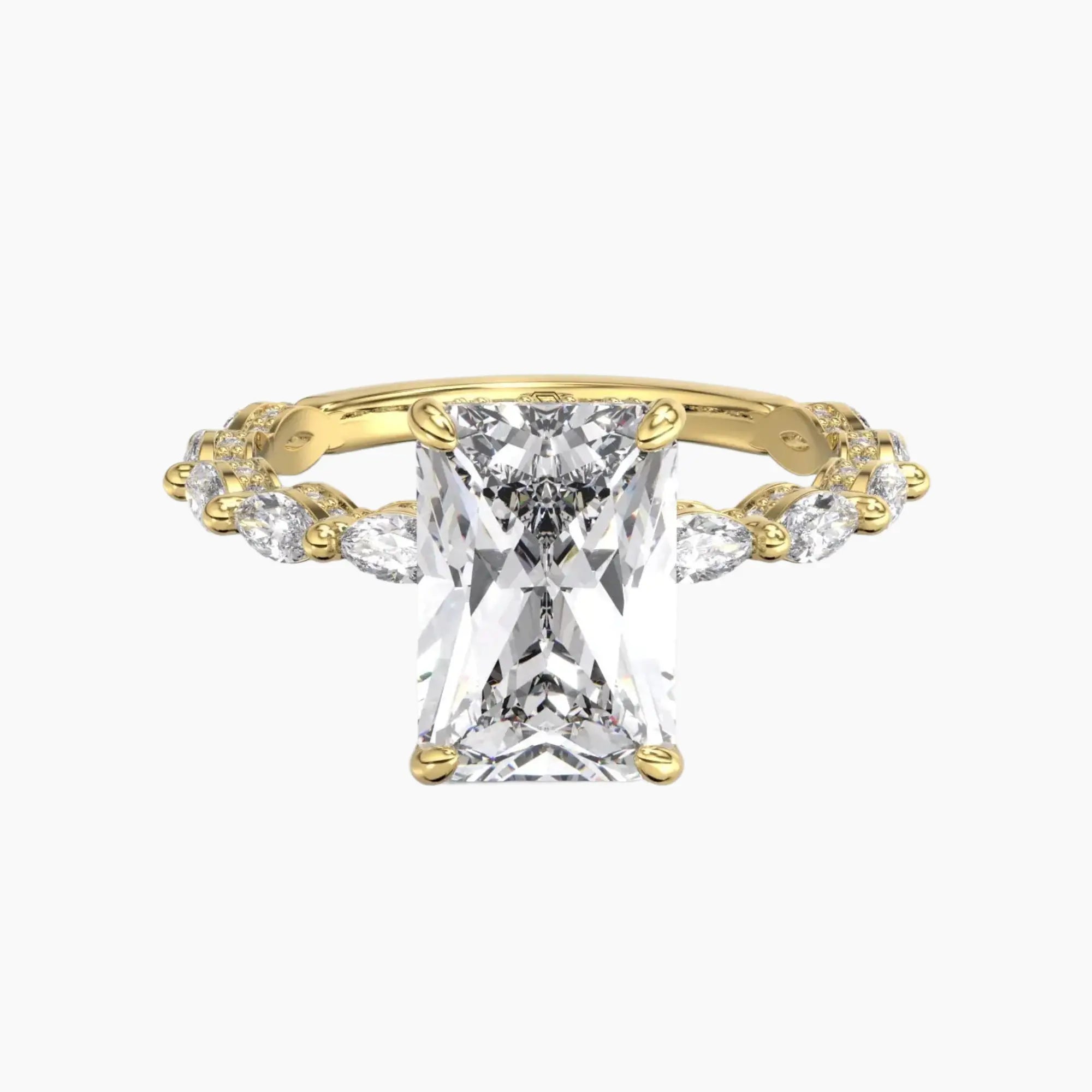 Twinkle Radiant Hidden Halo Diamond Ring Setting in 18K Rose Gold