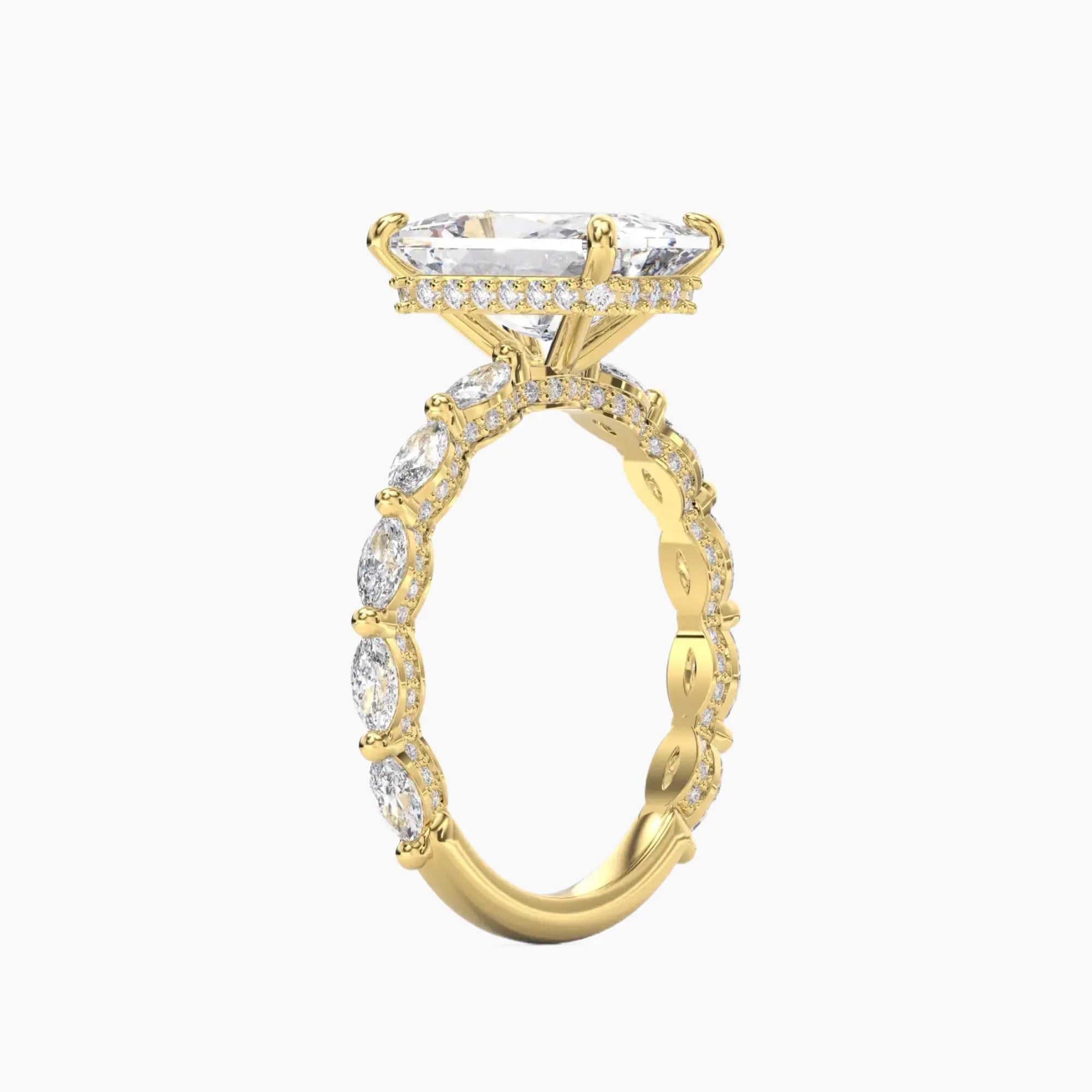 Twinkle Radiant Hidden Halo Diamond Ring Setting in 14K Rose Gold