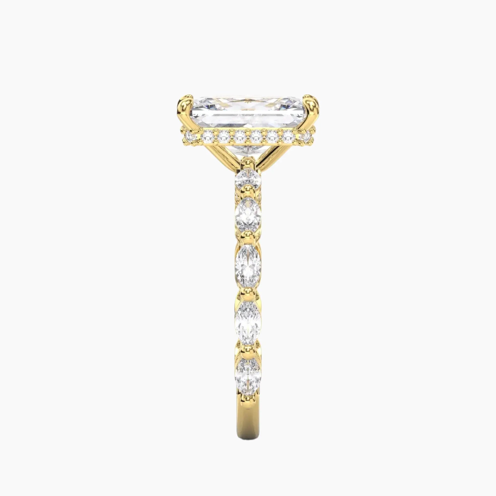 Twinkle Radiant Hidden Halo Diamond Ring Setting in 18K White Gold