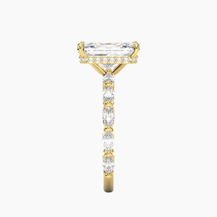 Twinkle Radiant Hidden Halo 3 Carat Lab Grown Diamond Engagement Ring in 18K Rose Gold