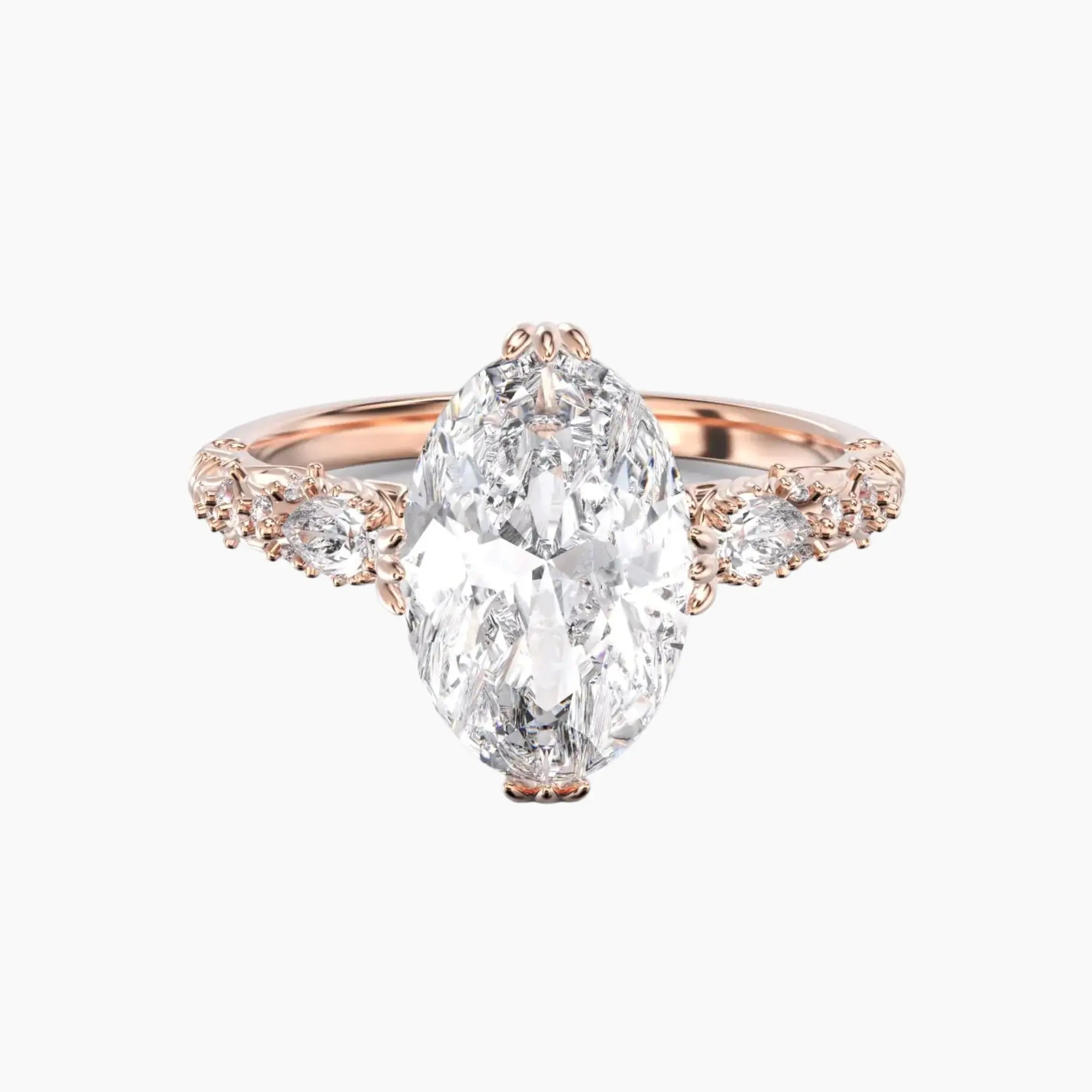 Velour Oval Unique 1.5 Carat Lab Grown Diamond Engagement Ring in 14K Rose Gold