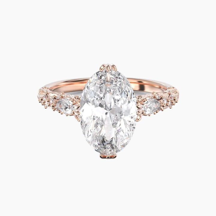 Velour Oval Unique 1 Carat Lab Grown Diamond Engagement Ring in 14K Rose Gold
