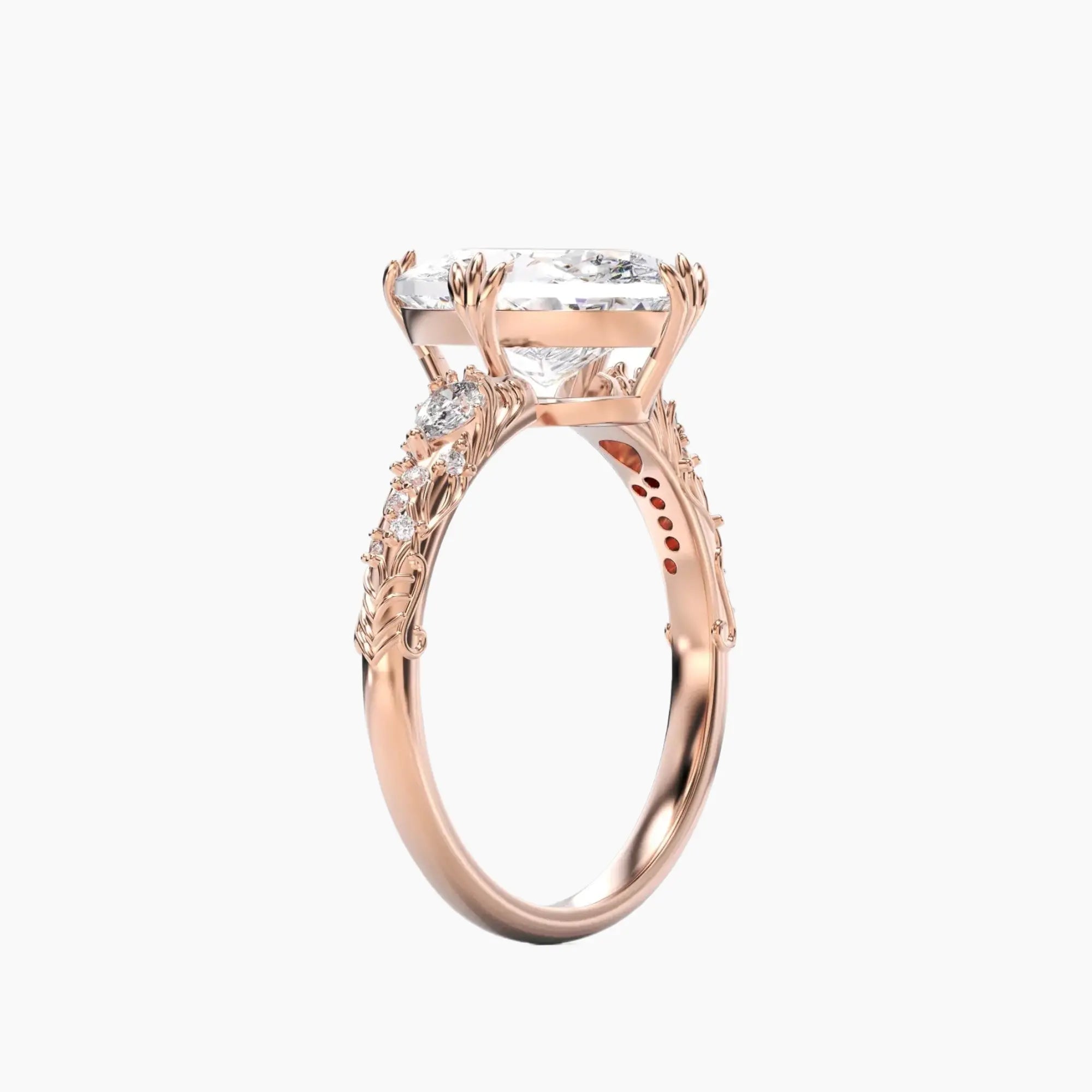 Velour Oval Unique 3 Carat Lab Grown Diamond Engagement Ring in 14K White Gold