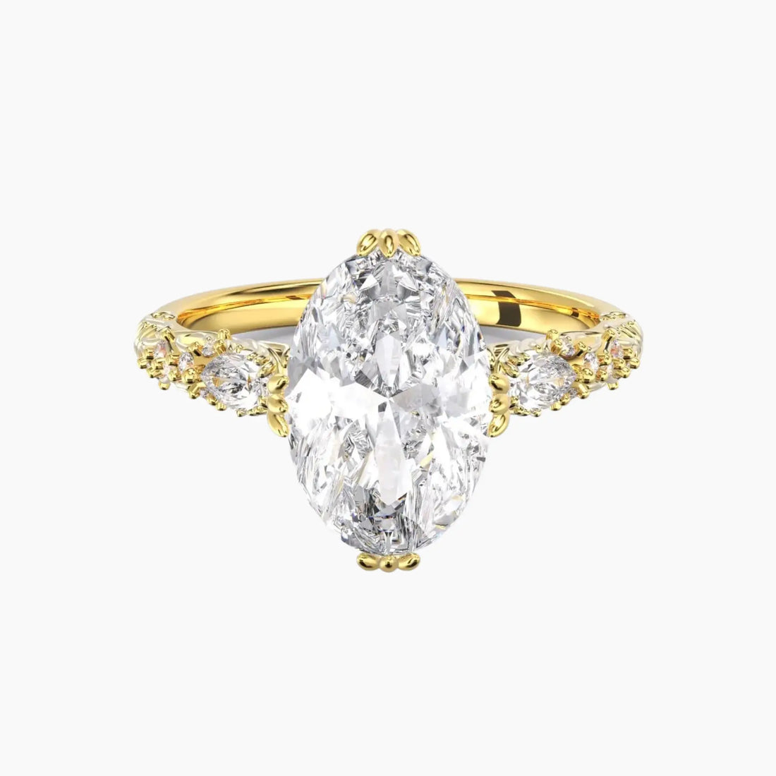 Velour Oval Unique 3 Carat Lab Grown Diamond Engagement Ring in 14K Rose Gold