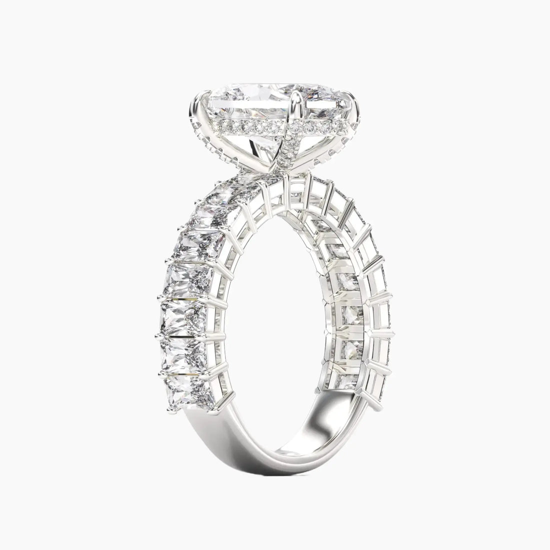 Petricor Oval Hidden Halo 1 Carat Lab Grown Diamond Engagement Ring in 14K White Gold