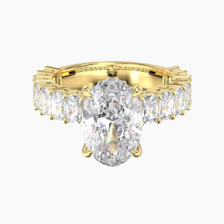 Petricor Oval Hidden Halo 3 Carat Lab Grown Diamond Engagement Ring in 14K Yellow Gold