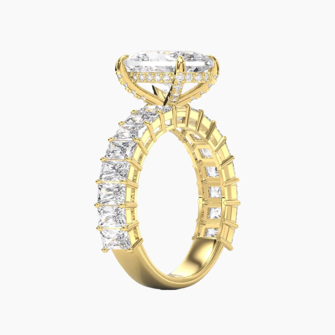 Petricor Oval Hidden Halo 1.5 Carat Lab Grown Diamond Engagement Ring in 18K Yellow Gold