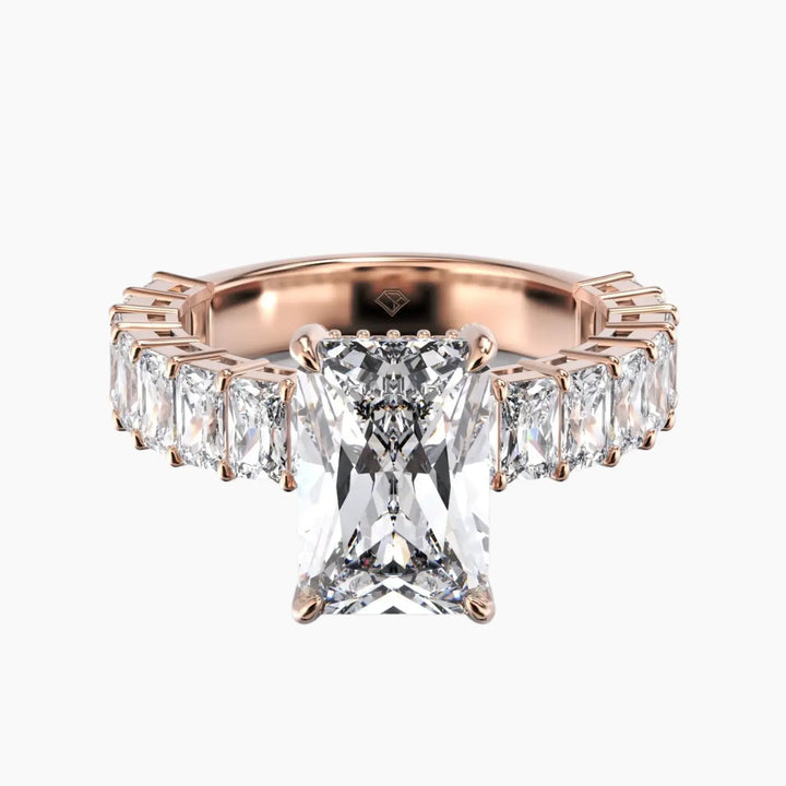 Petricor Radiant Hidden Halo 3 Carat Lab Grown Diamond Engagement Ring in 14K Rose Gold