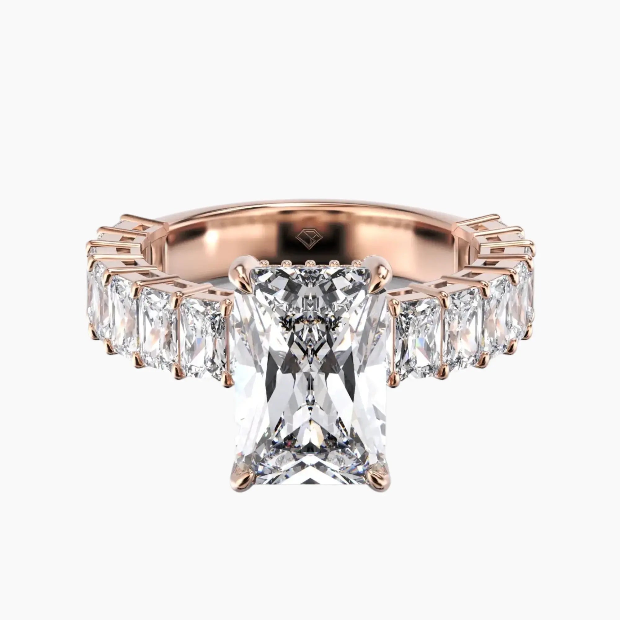 Petricor Radiant Hidden Halo Diamond Ring Setting in 14K Rose Gold