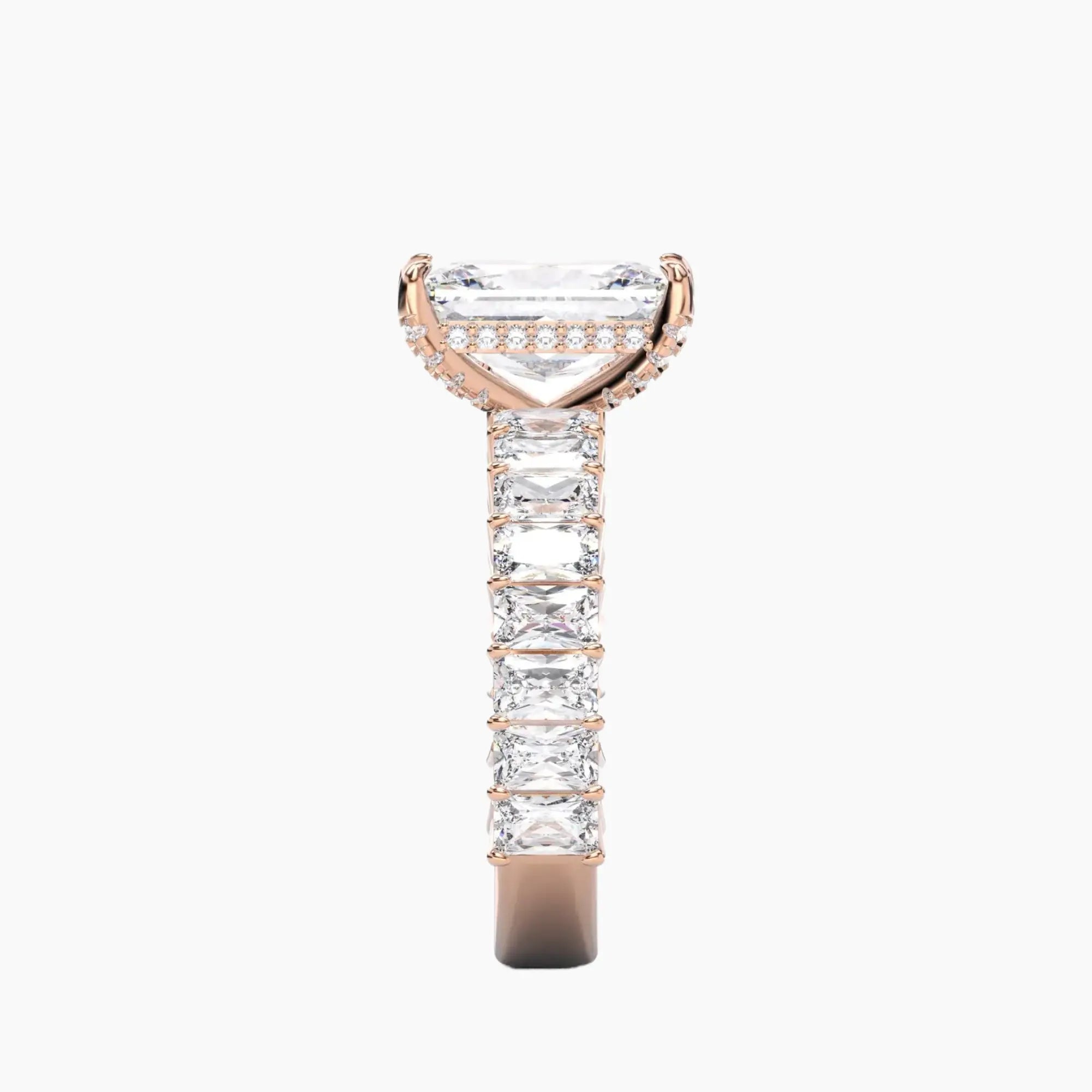 Petricor Radiant Hidden Halo Diamond Ring Setting in 14K White Gold