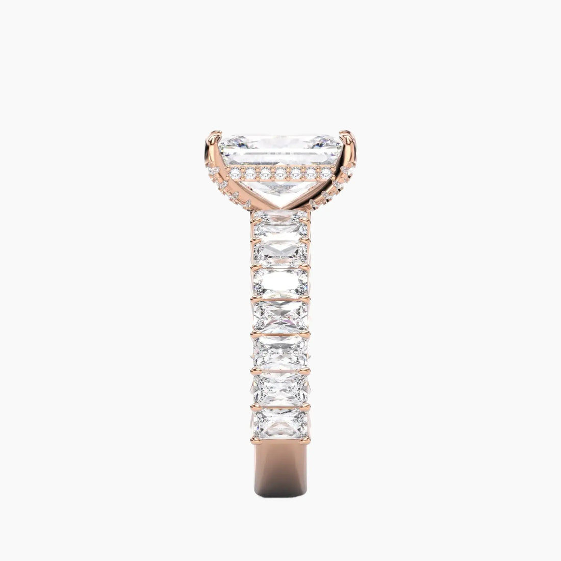 Petricor Radiant Hidden Halo Diamond Ring Setting in 14K Rose Gold