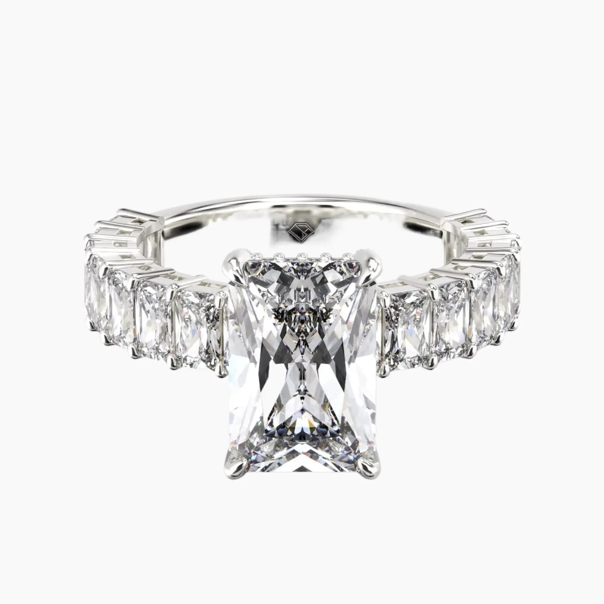 Petricor Radiant Hidden Halo 1 Carat Lab Grown Diamond Engagement Ring in 14K White Gold