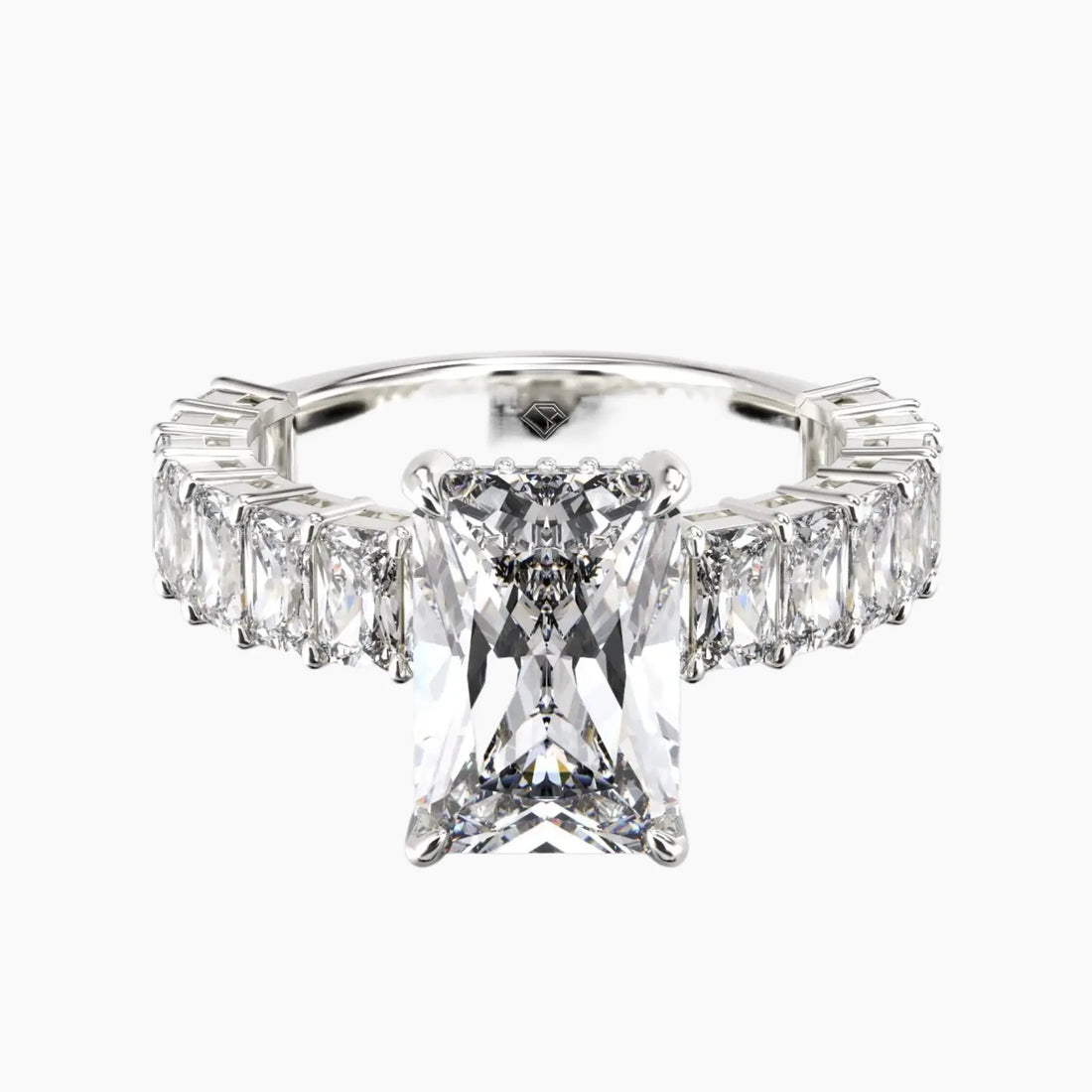 Petricor Radiant Hidden Halo Diamond Ring Setting in 18K White Gold