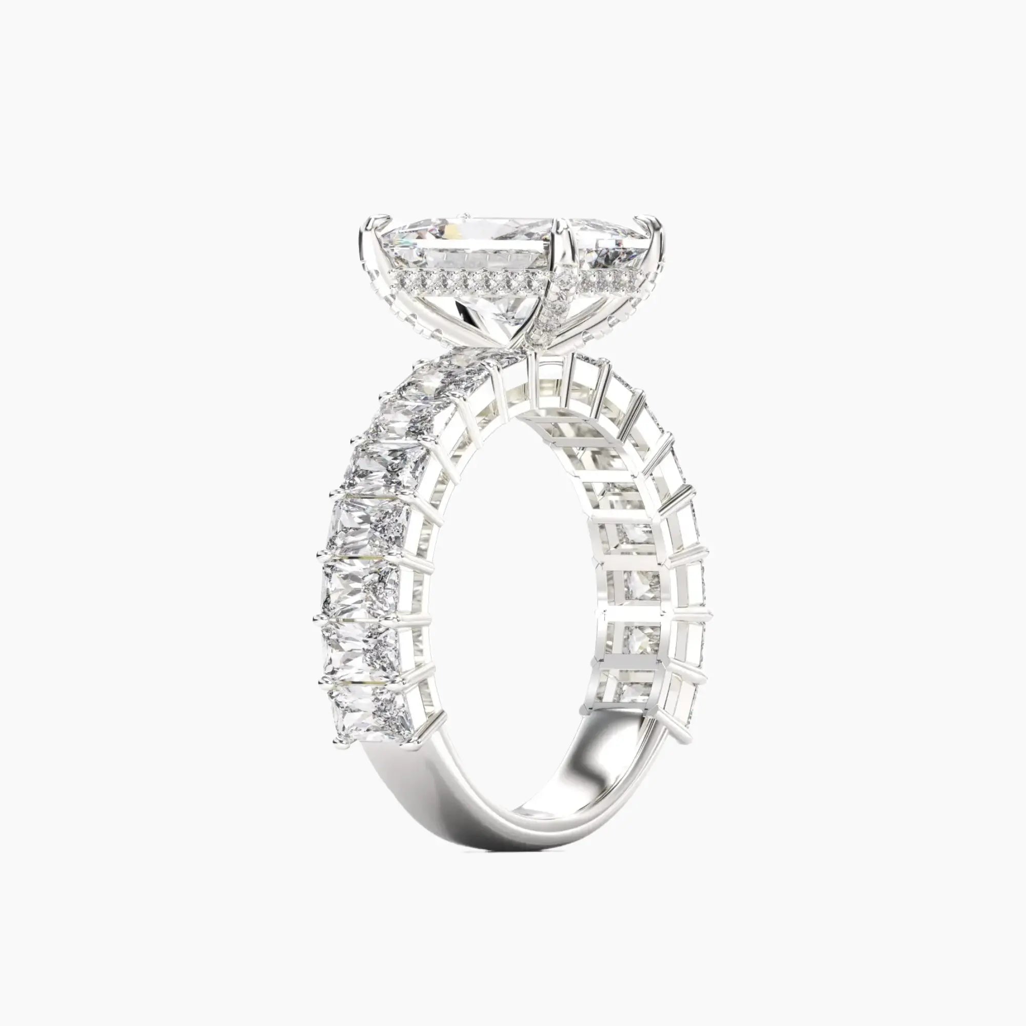 Petricor Radiant Hidden Halo 2.5 Carat Lab Grown Diamond Engagement Ring in 18K White Gold