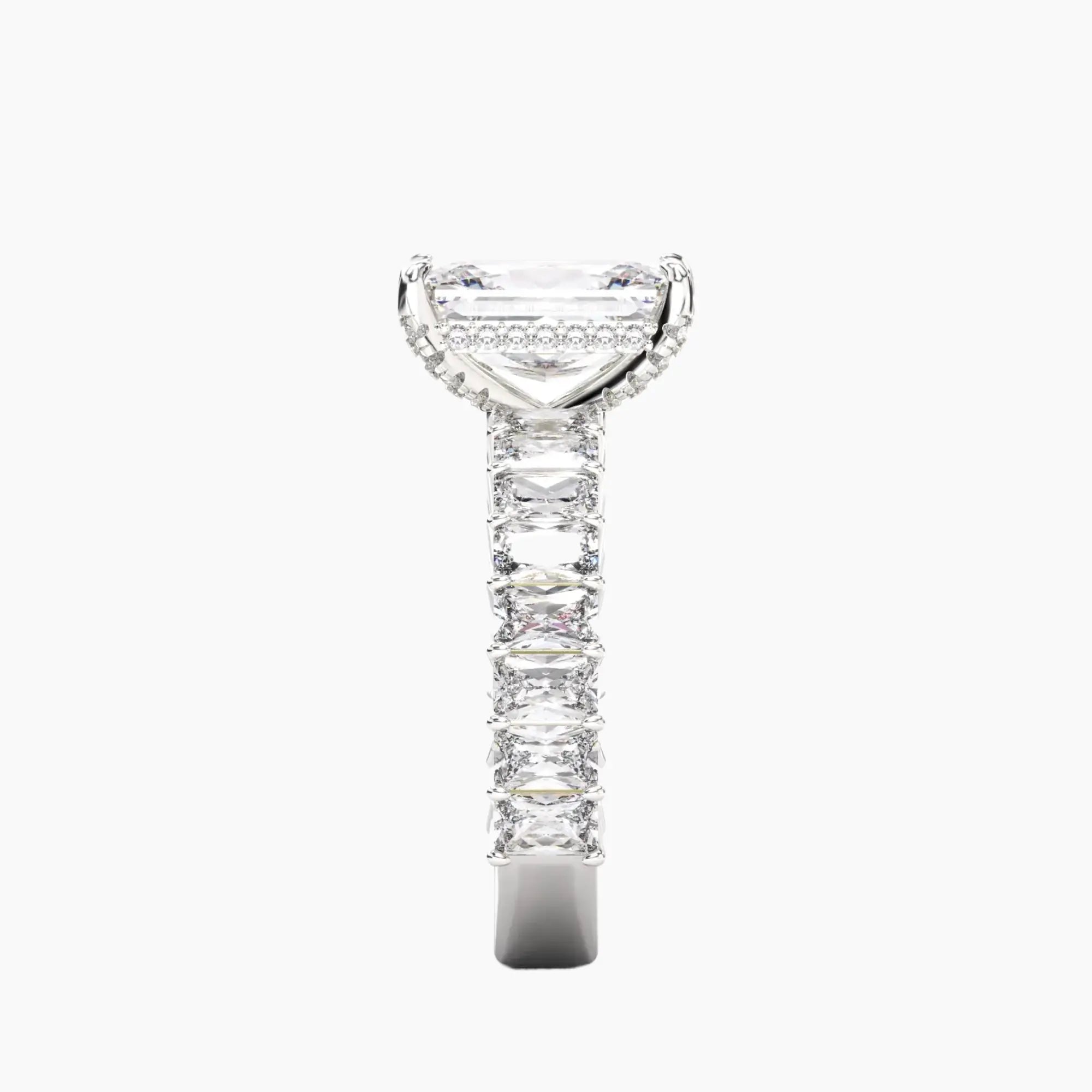 Petricor Radiant Hidden Halo 3 Carat Lab Grown Diamond Engagement Ring in 18K White Gold