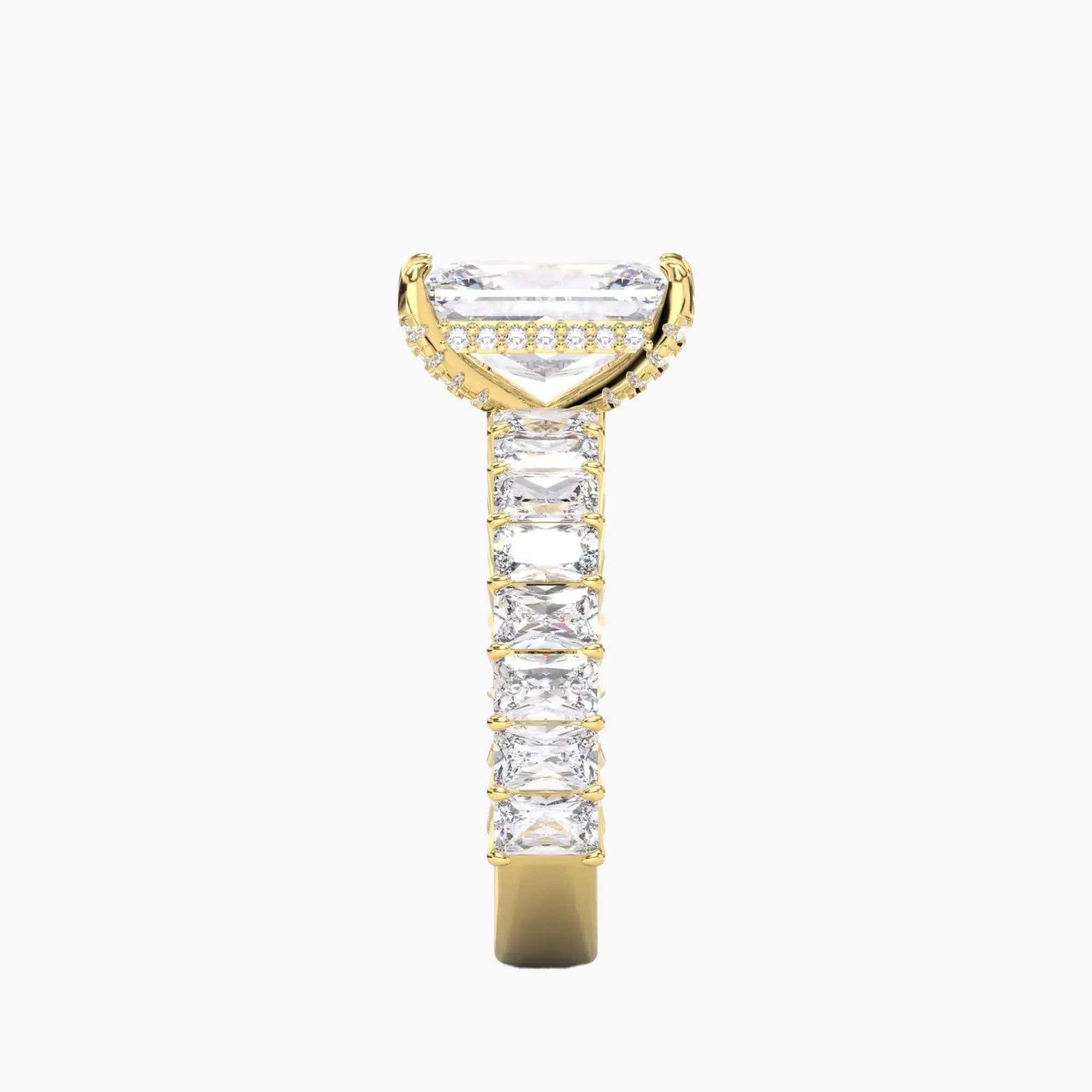 Petricor Radiant Hidden Halo Diamond Ring Setting in 14K White Gold