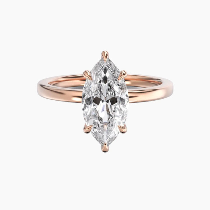 Beryl Marquise Hidden Halo 3 Carat Lab Grown Diamond Engagement Ring in 14K Rose Gold