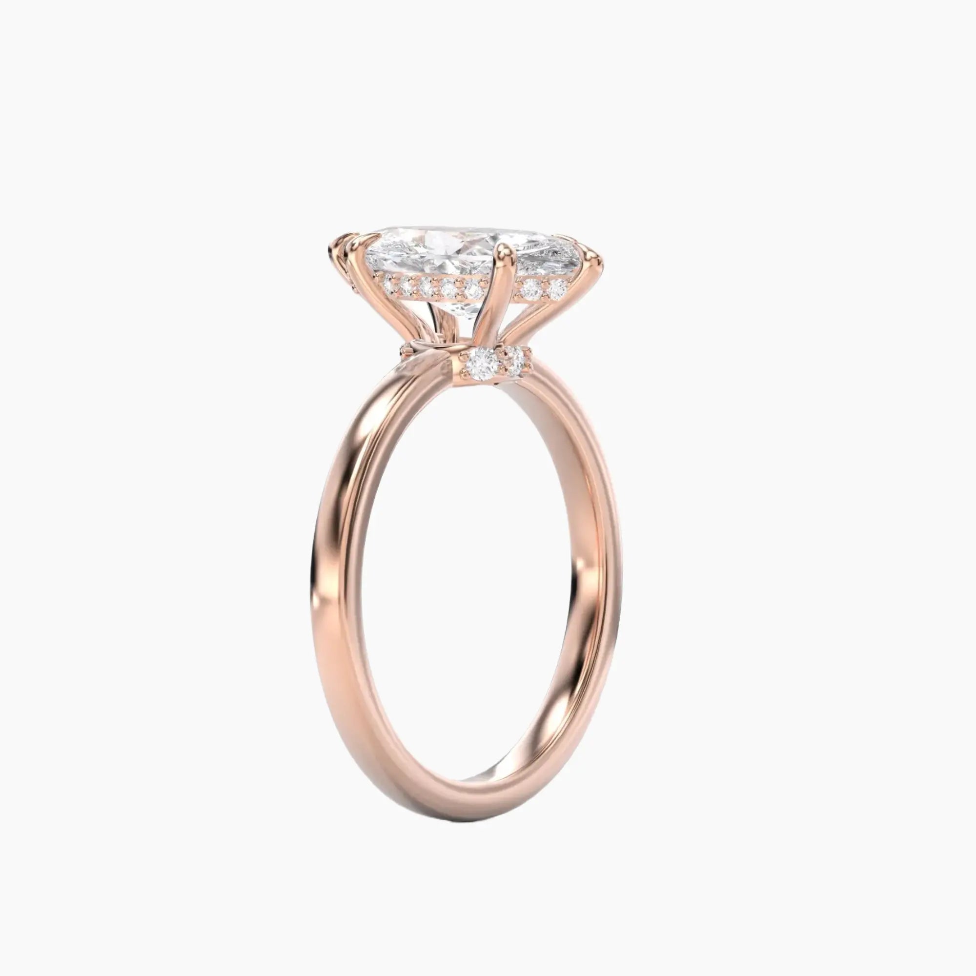 Beryl Marquise Hidden Halo 1.5 Carat Lab Grown Diamond Engagement Ring in 18K Rose Gold