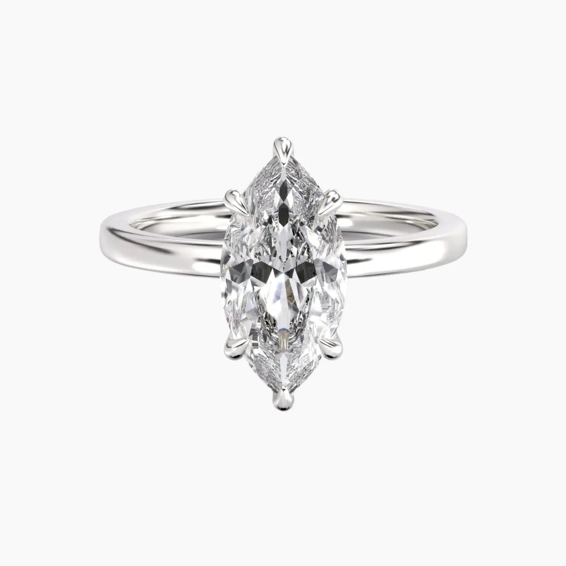 Beryl Marquise Hidden Halo 3 Carat Lab Grown Diamond Engagement Ring in 18K White Gold