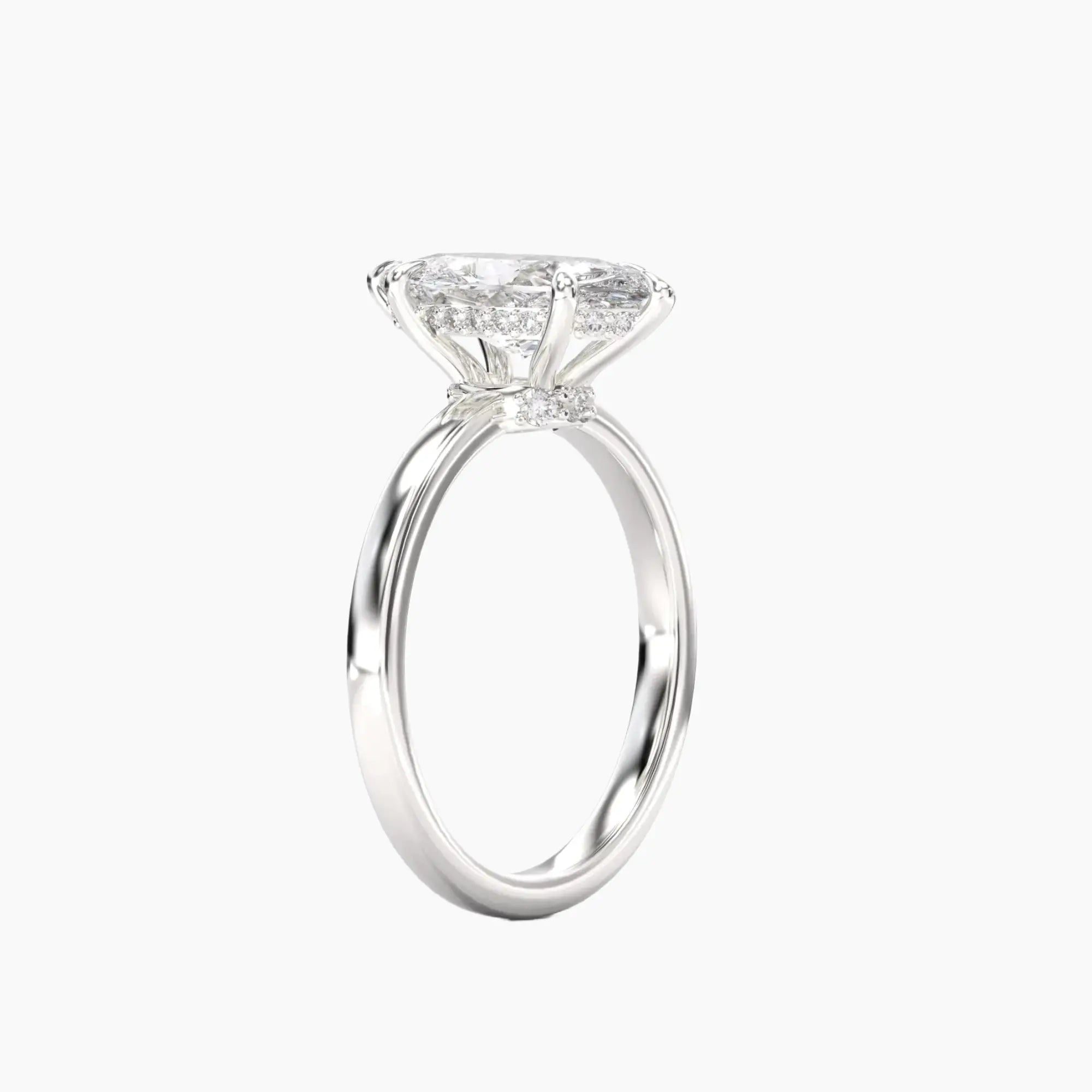 Beryl Marquise Hidden Halo Diamond Ring Setting in 14K Yellow Gold