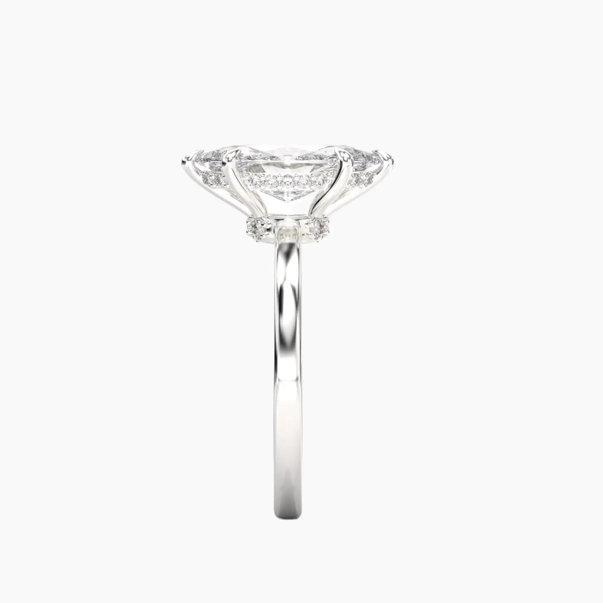 Beryl Marquise Hidden Halo 1 Carat Lab Grown Diamond Engagement Ring in 18K Yellow Gold