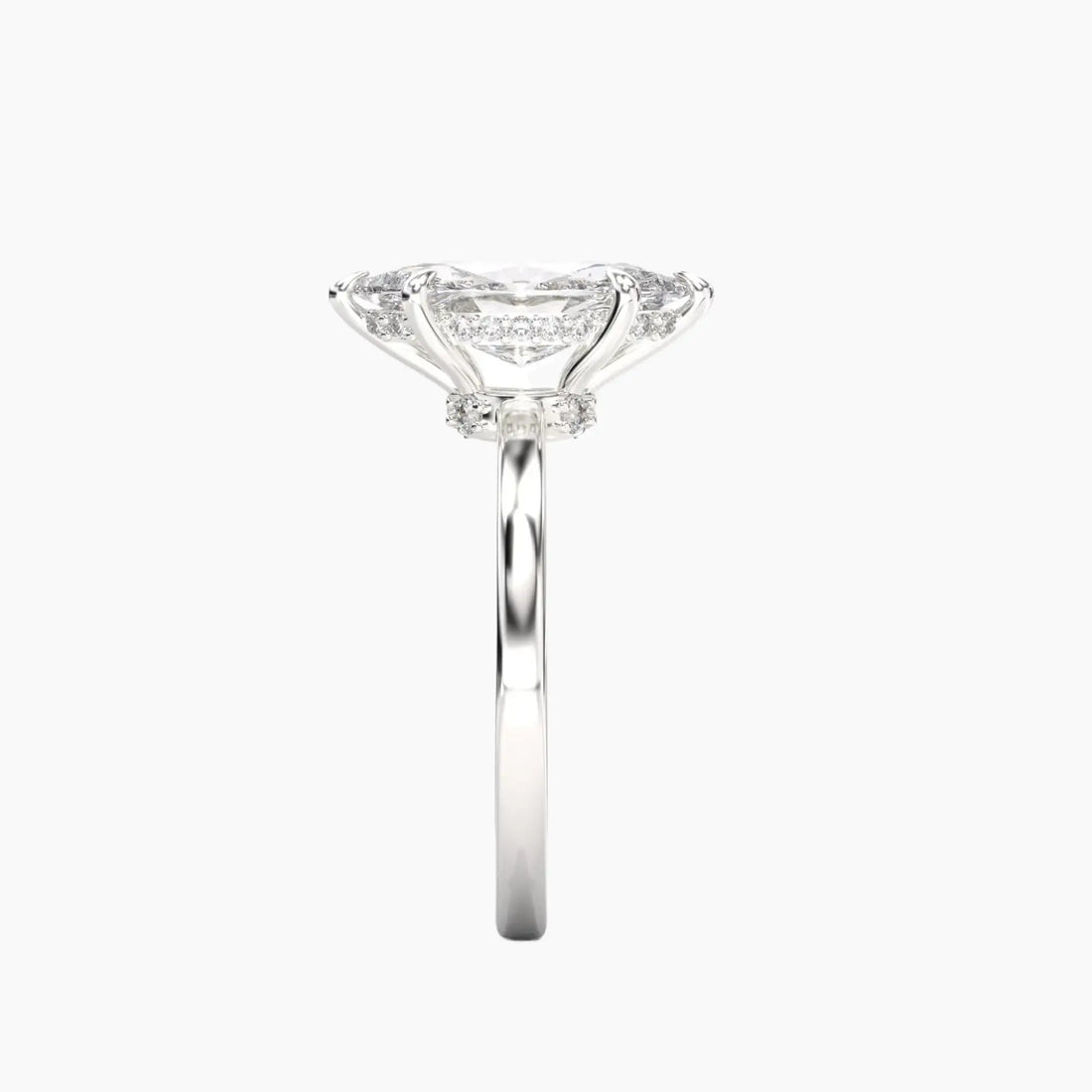 Beryl Marquise Hidden Halo Diamond Ring Setting in 14K Rose Gold