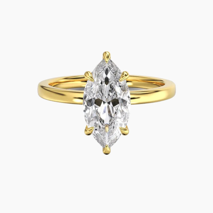 Beryl Marquise Hidden Halo 1.5 Carat Lab Grown Diamond Engagement Ring in 14K Yellow Gold