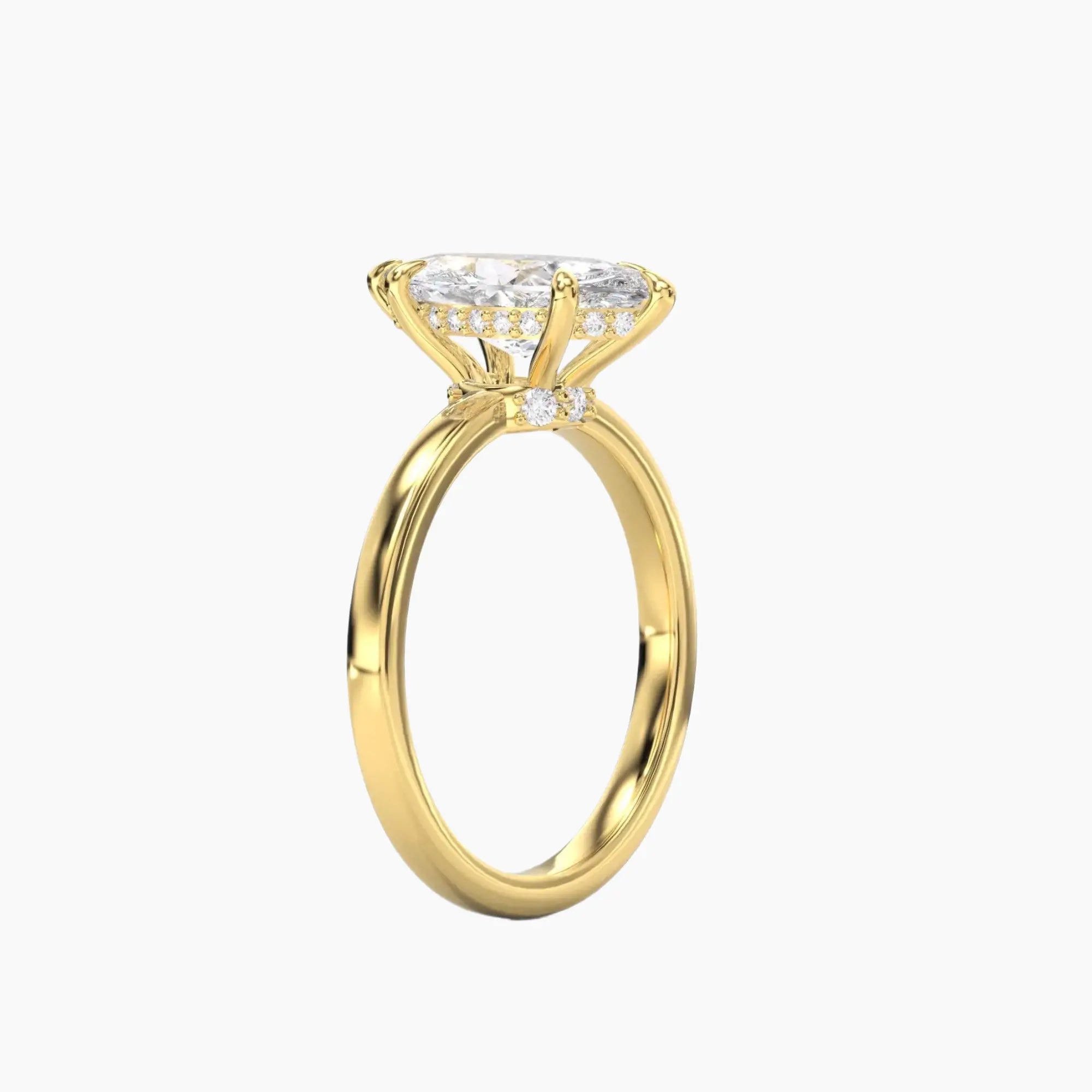 Beryl Marquise Hidden Halo Diamond Ring Setting in 14K Yellow Gold