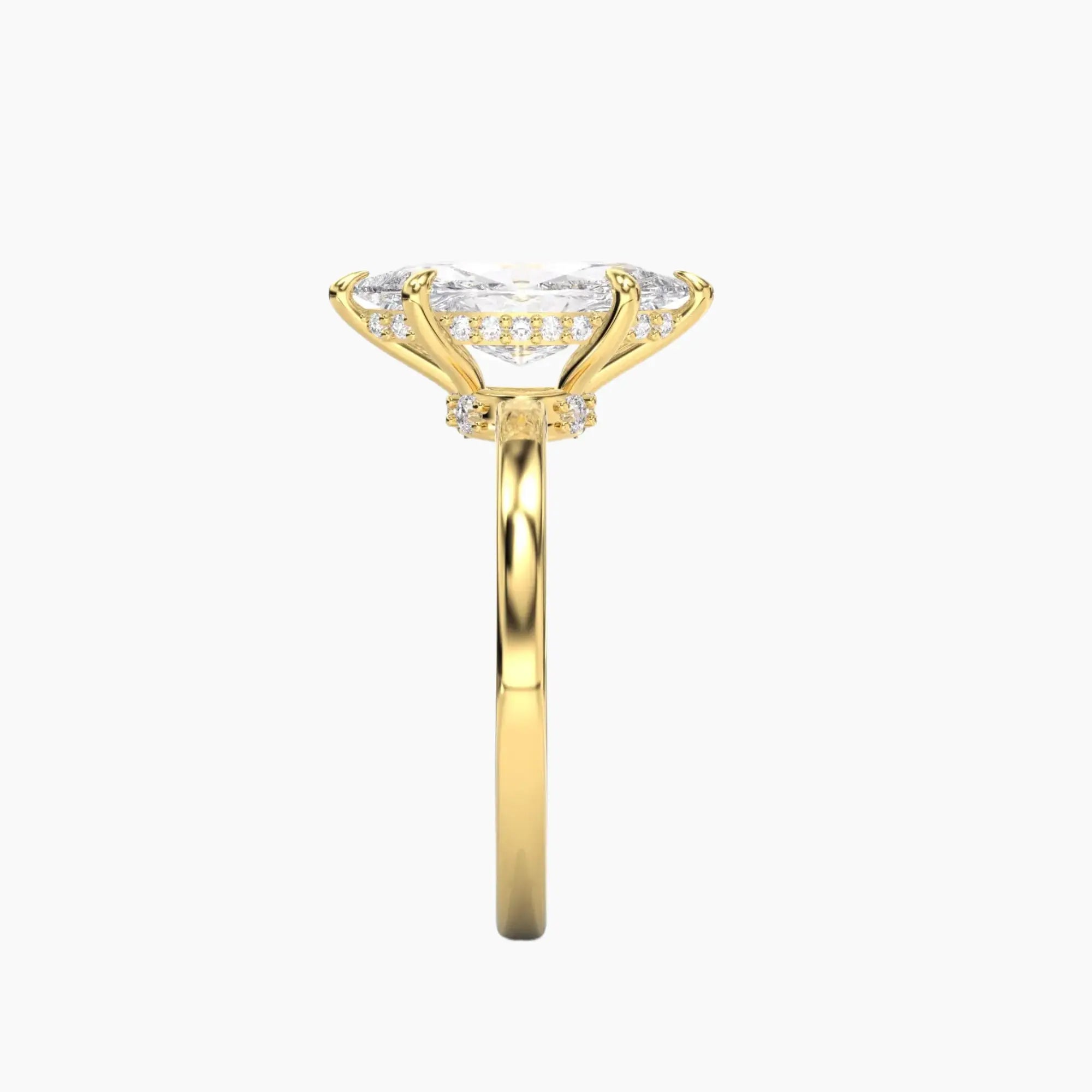 Beryl Marquise Hidden Halo 1 Carat Lab Grown Diamond Engagement Ring in 18K Yellow Gold