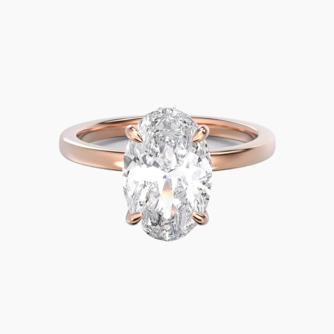 Beryl Oval Hidden Halo 1.5 Carat Lab Grown Diamond Engagement Ring in 18K Yellow Gold