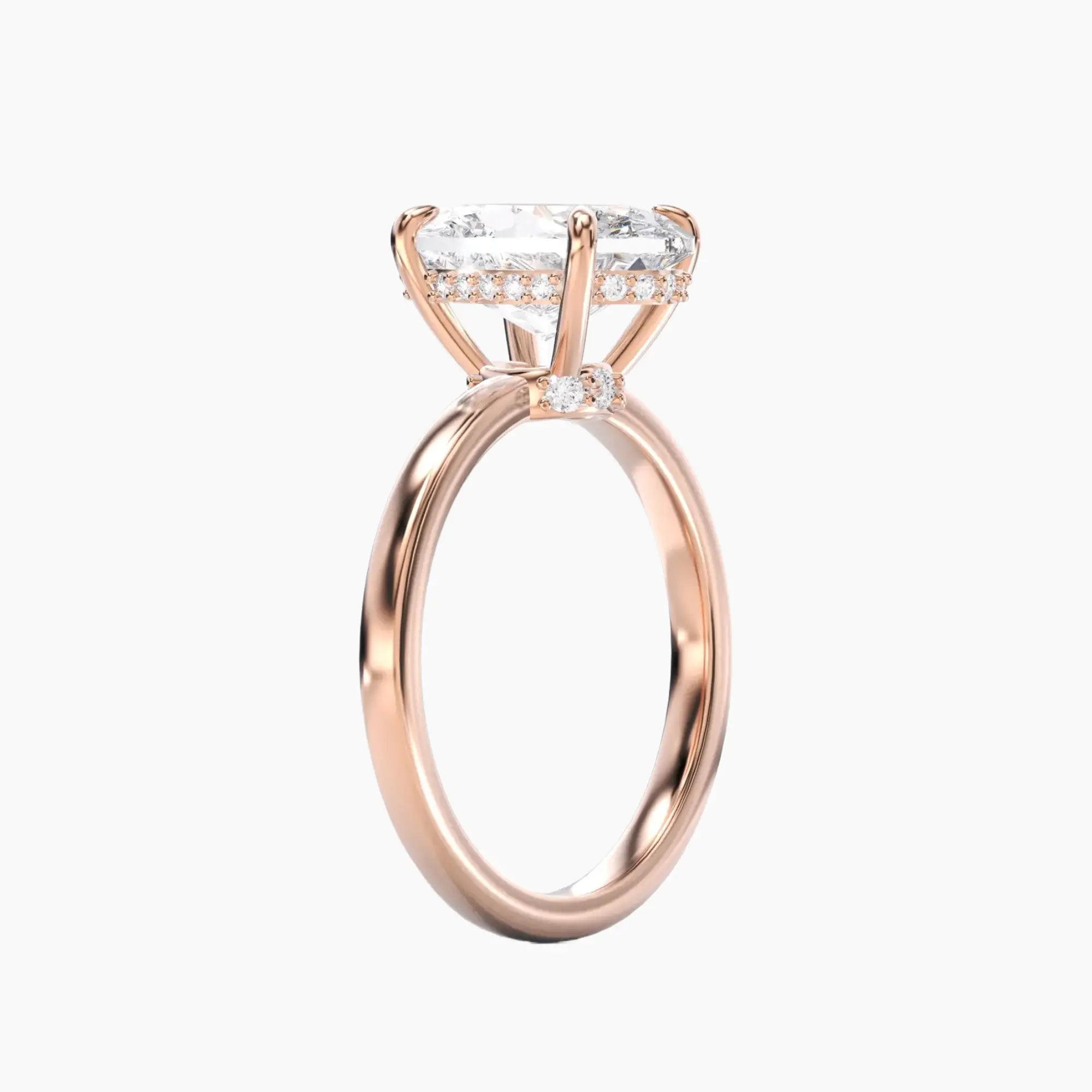 Beryl Oval Hidden Halo Diamond Ring Setting in 14K Rose Gold