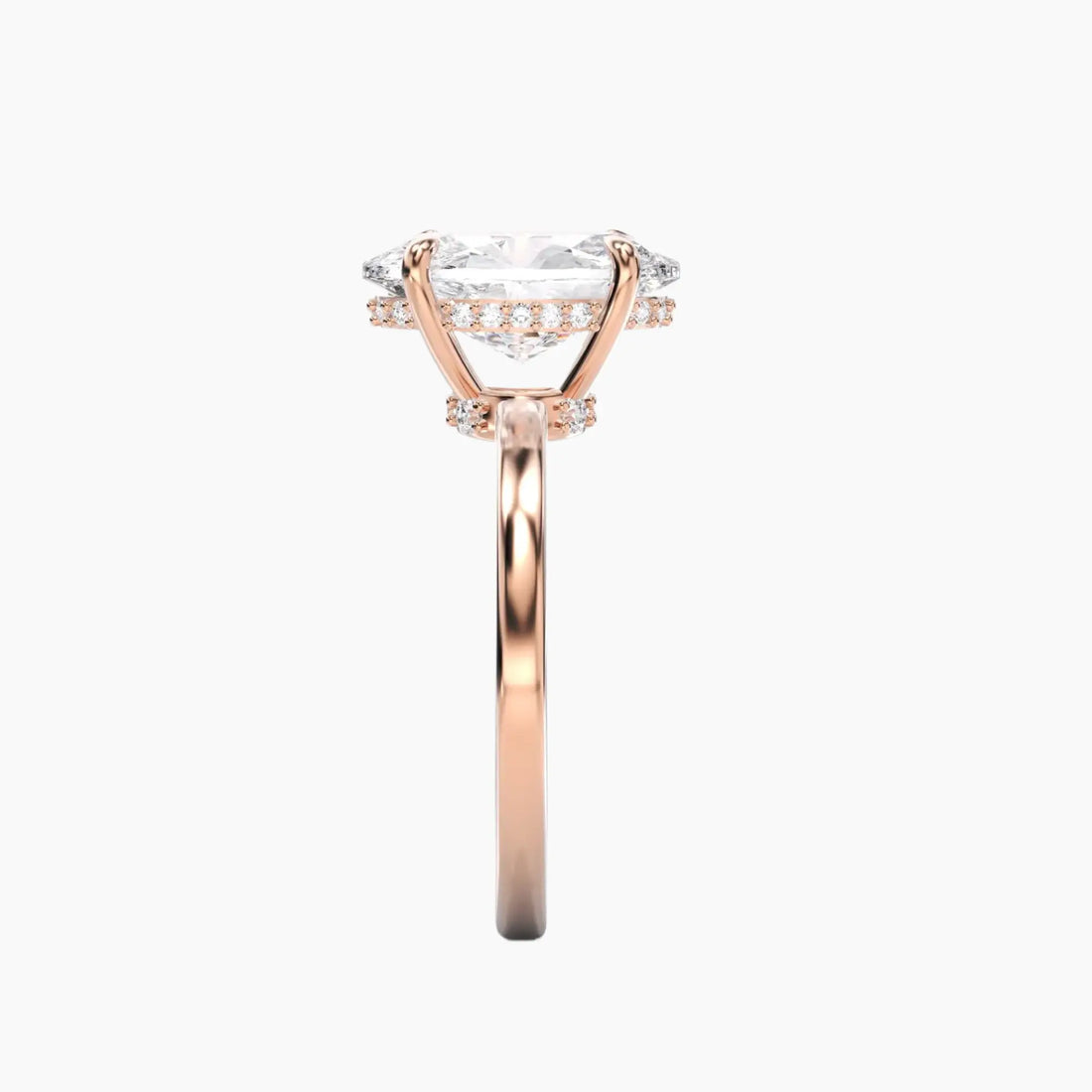 Beryl Oval Hidden Halo 1 Carat Lab Grown Diamond Engagement Ring in 14K White Gold