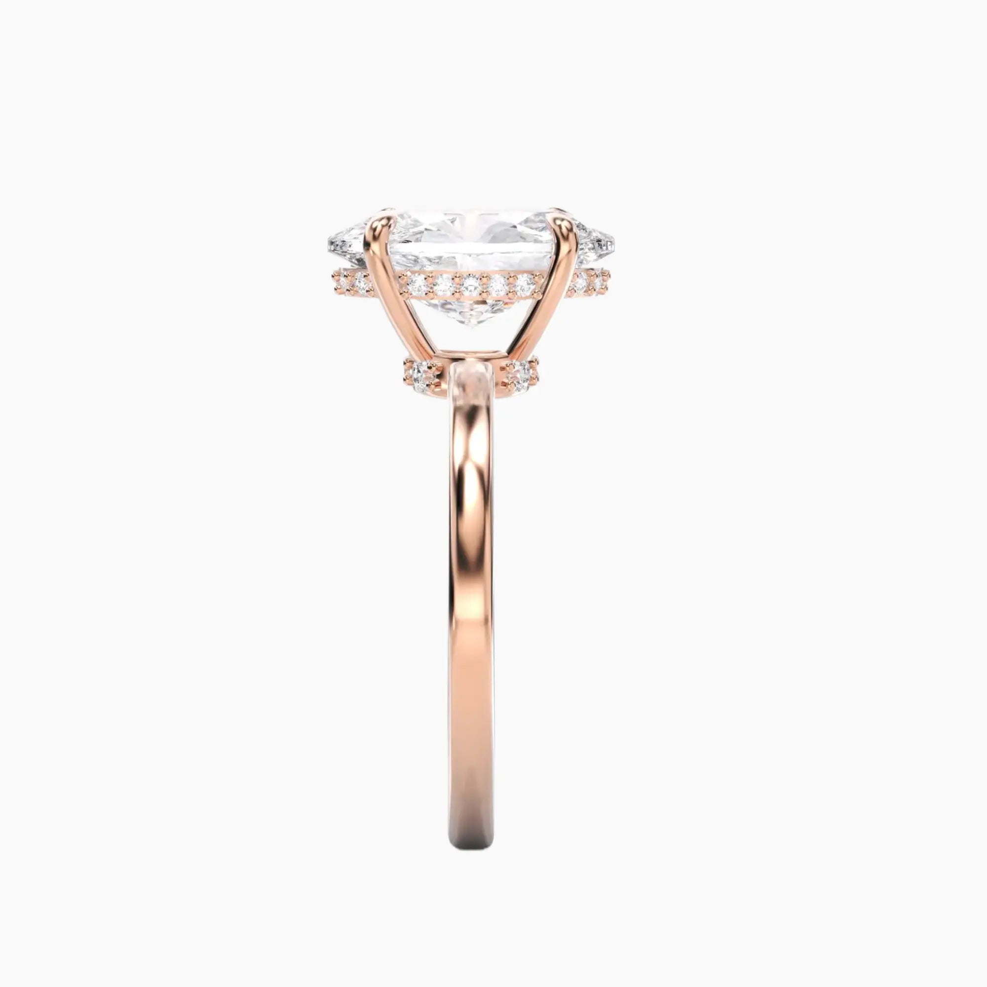 Beryl Oval Hidden Halo 3 Carat Lab Grown Diamond Engagement Ring in 18K Rose Gold