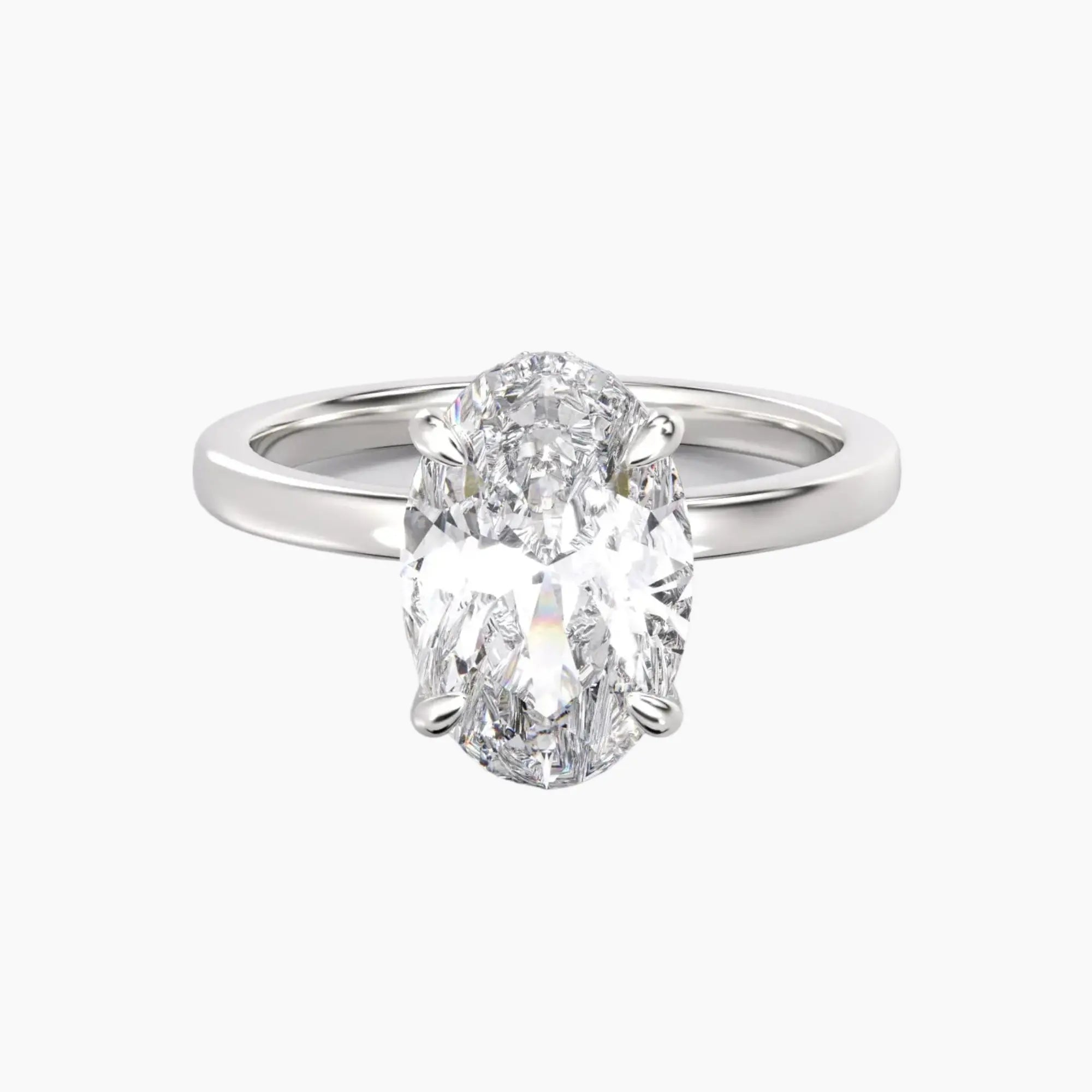 Beryl Oval Hidden Halo 2.5 Carat Lab Grown Diamond Engagement Ring in 18K White Gold