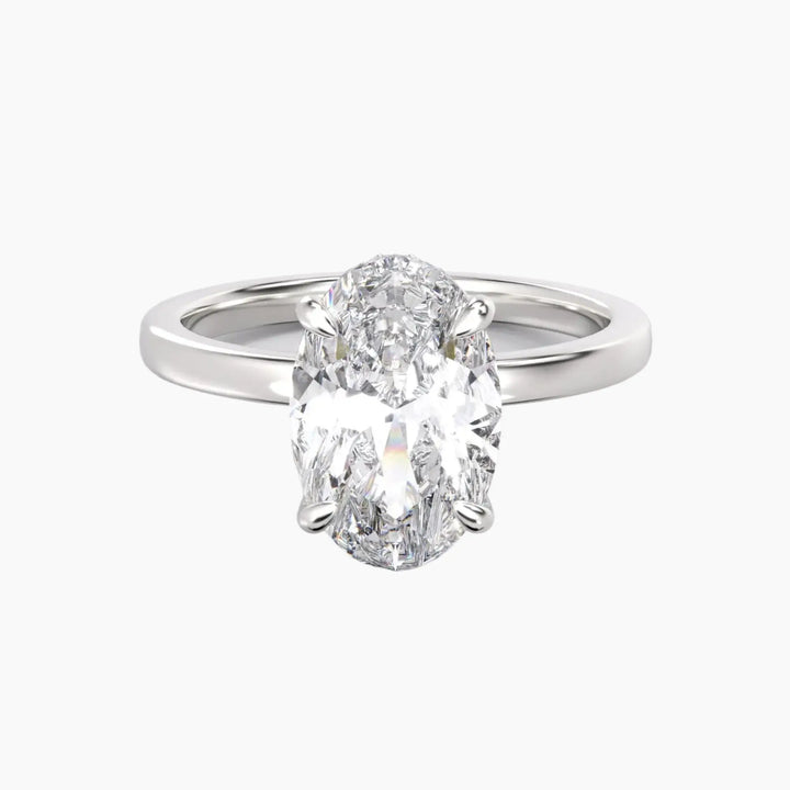 Beryl Oval Hidden Halo 2 Carat Lab Grown Diamond Engagement Ring in 18K White Gold