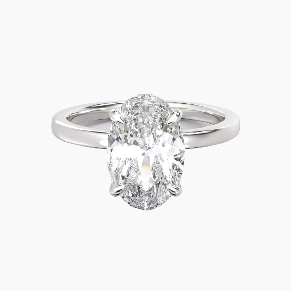 Beryl Oval Hidden Halo 2.5 Carat Lab Grown Diamond Engagement Ring in 14K White Gold