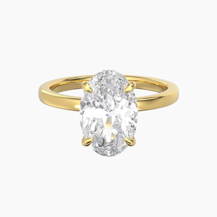 Beryl Oval Hidden Halo 2 Carat Lab Grown Diamond Engagement Ring in 18K Yellow Gold
