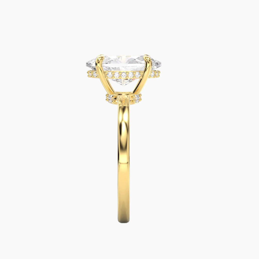 Beryl Oval Hidden Halo 1 Carat Lab Grown Diamond Engagement Ring in 18K Yellow Gold